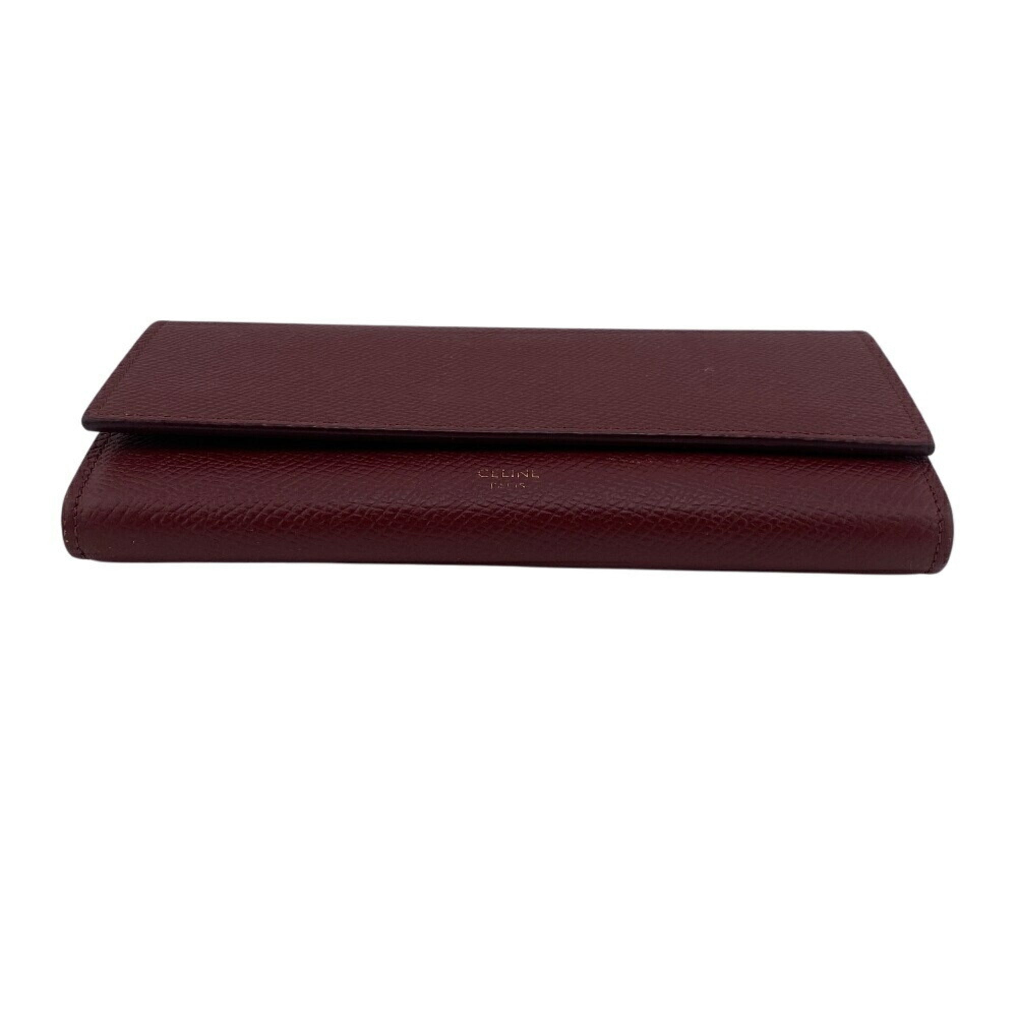 Celine Bordeaux Leather Long Wallet (Bi-Fold)