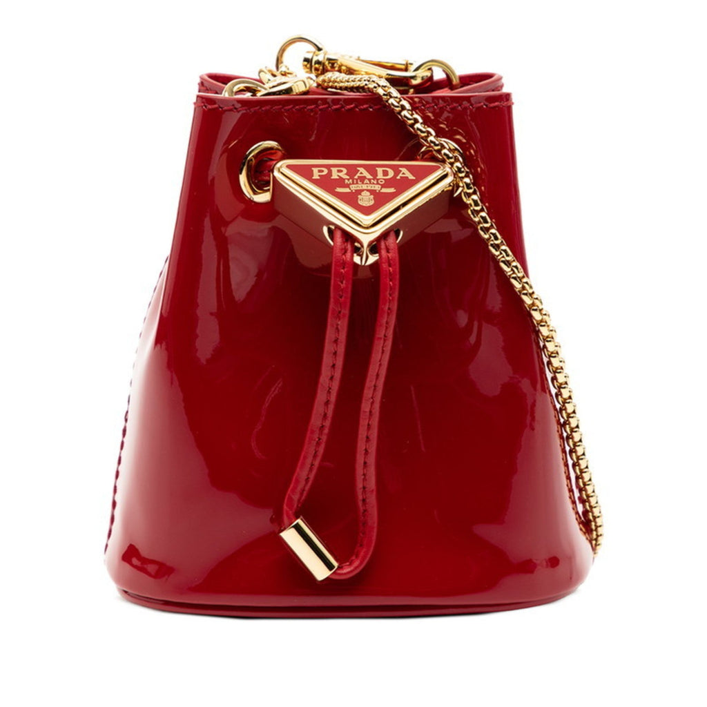 Prada Red Color Patent Leather Pouch Shoulder Bag