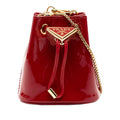 Prada Red Color Patent Leather Pouch Shoulder Bag
