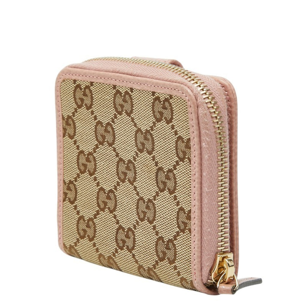 Gucci Beige Pink Canvas Leather Wallet (Bi-Fold) (Pre-Owned)