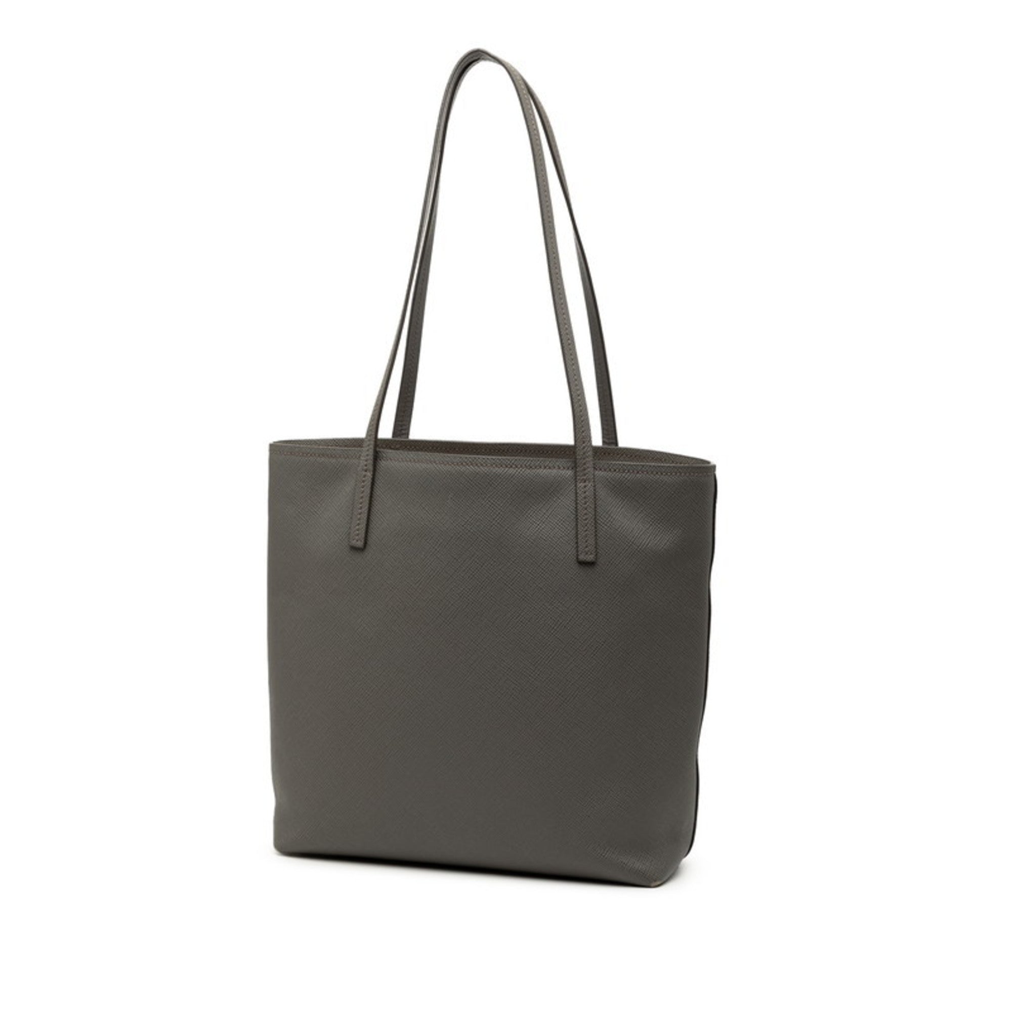 Prada Gray Leather Handbag Tote Bag