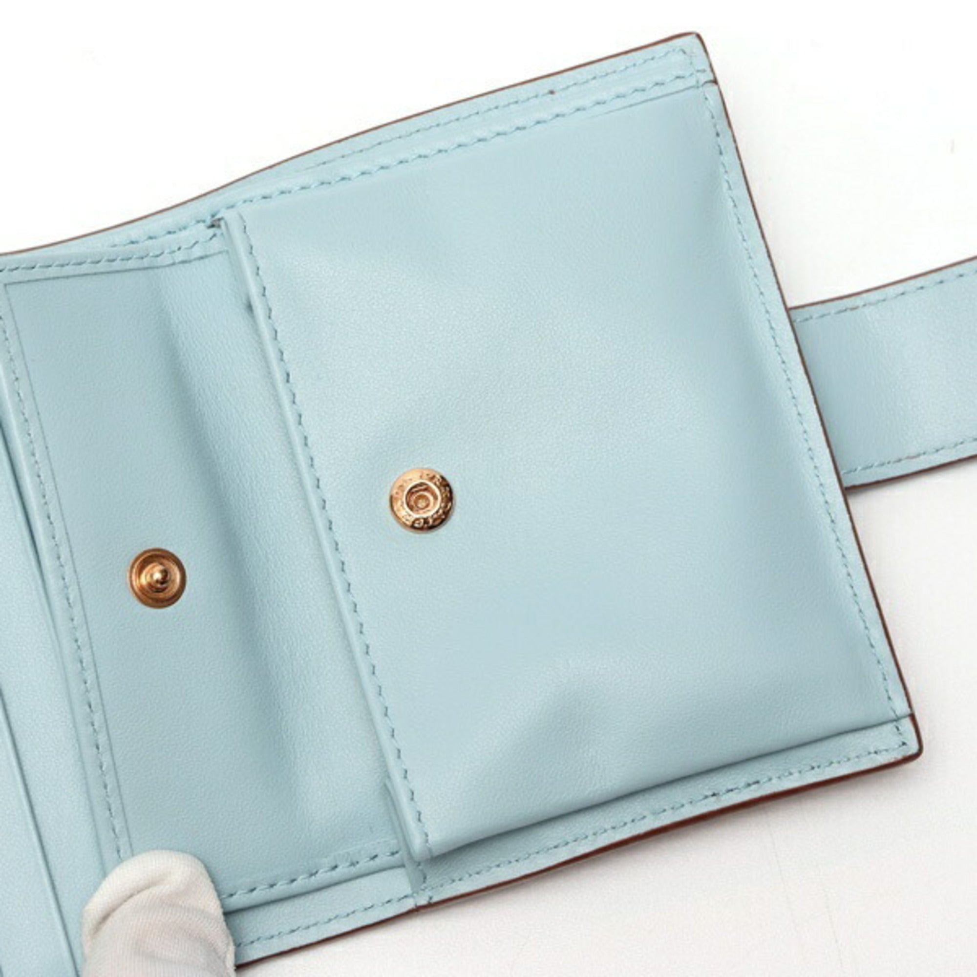 Prada Beige Light Blue Saffiano Wallet (Bi-Fold)