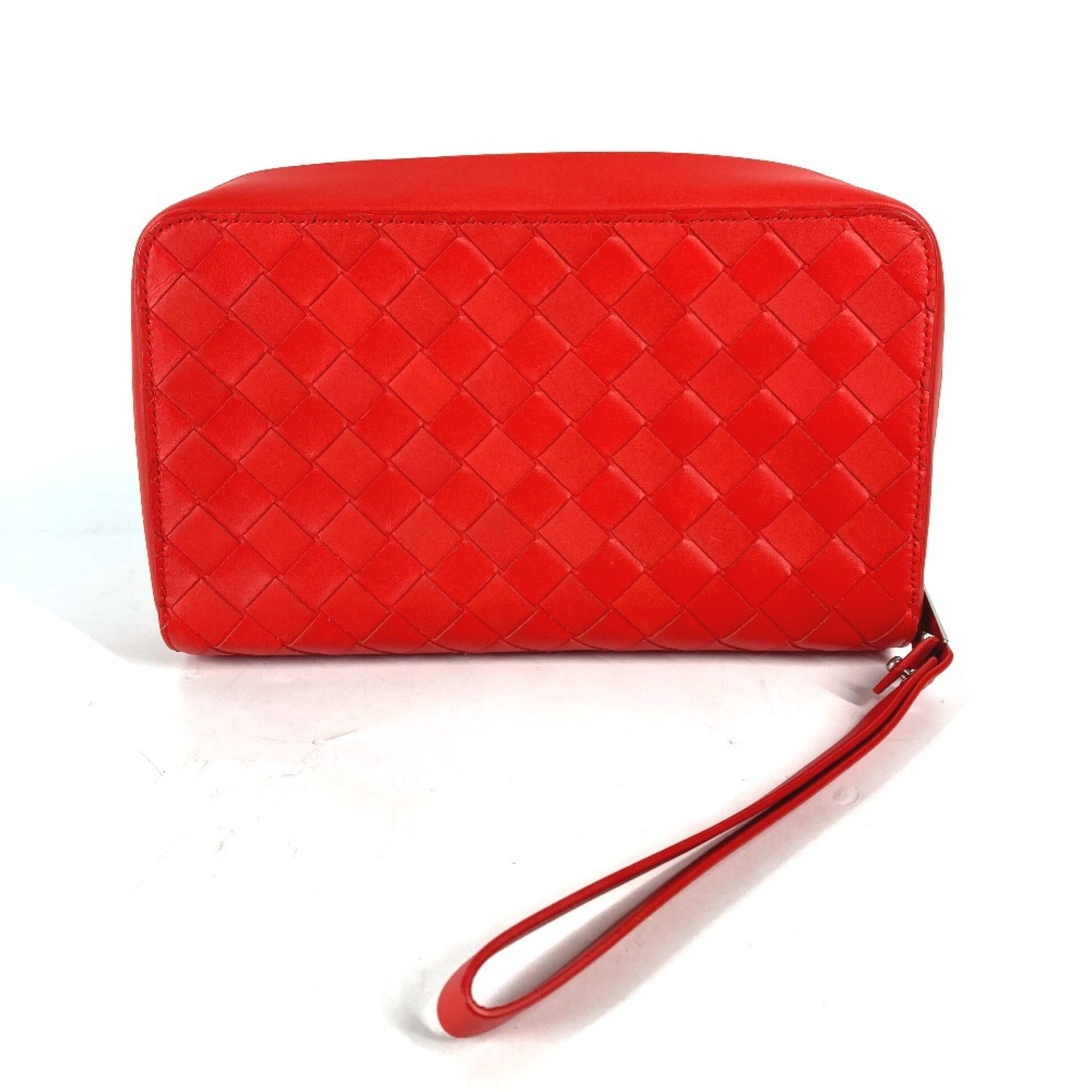 Bottega Veneta Red Color Intrecciato Clutch Bag