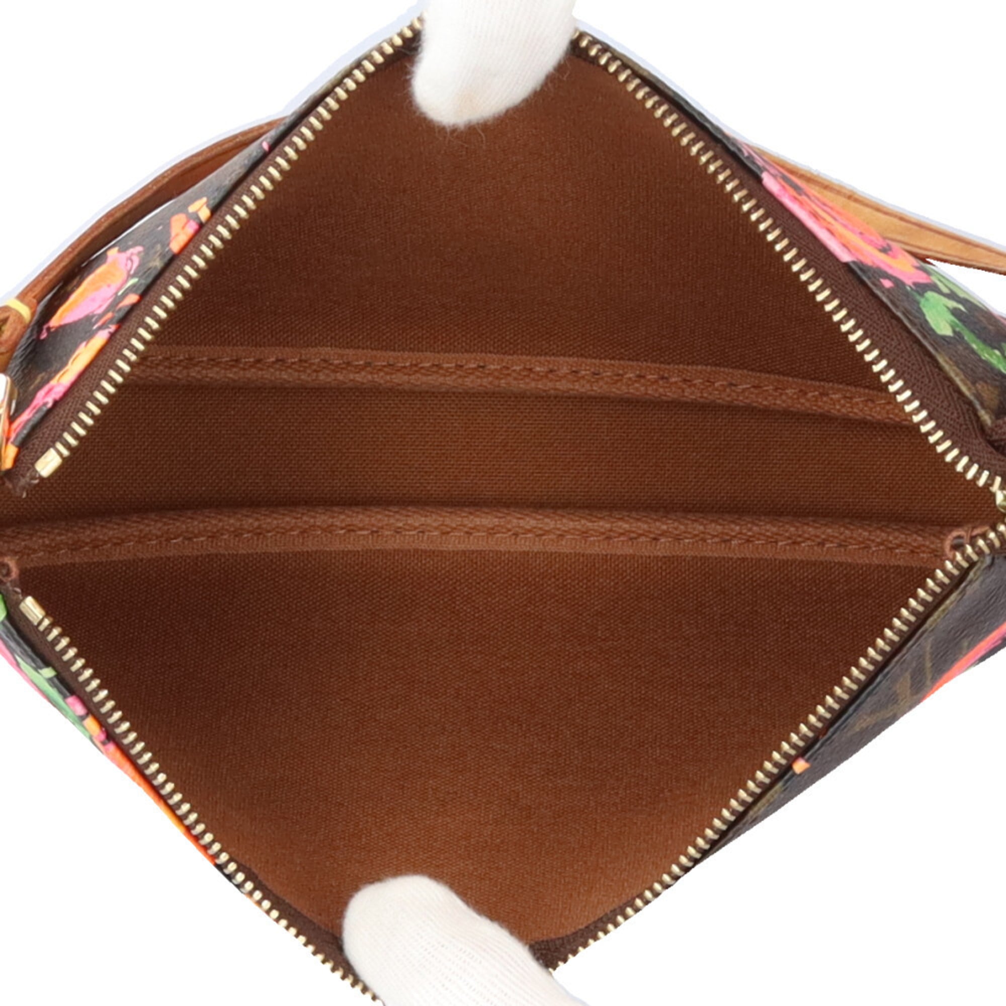 Louis Vuitton Monogram Brown Multi-Color Monogram Rose Handbag Pochette