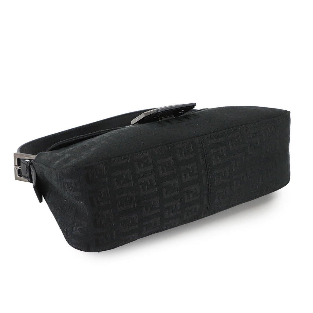 Fendi Black Canvas Leather Baguette Bag Shoulder Bag