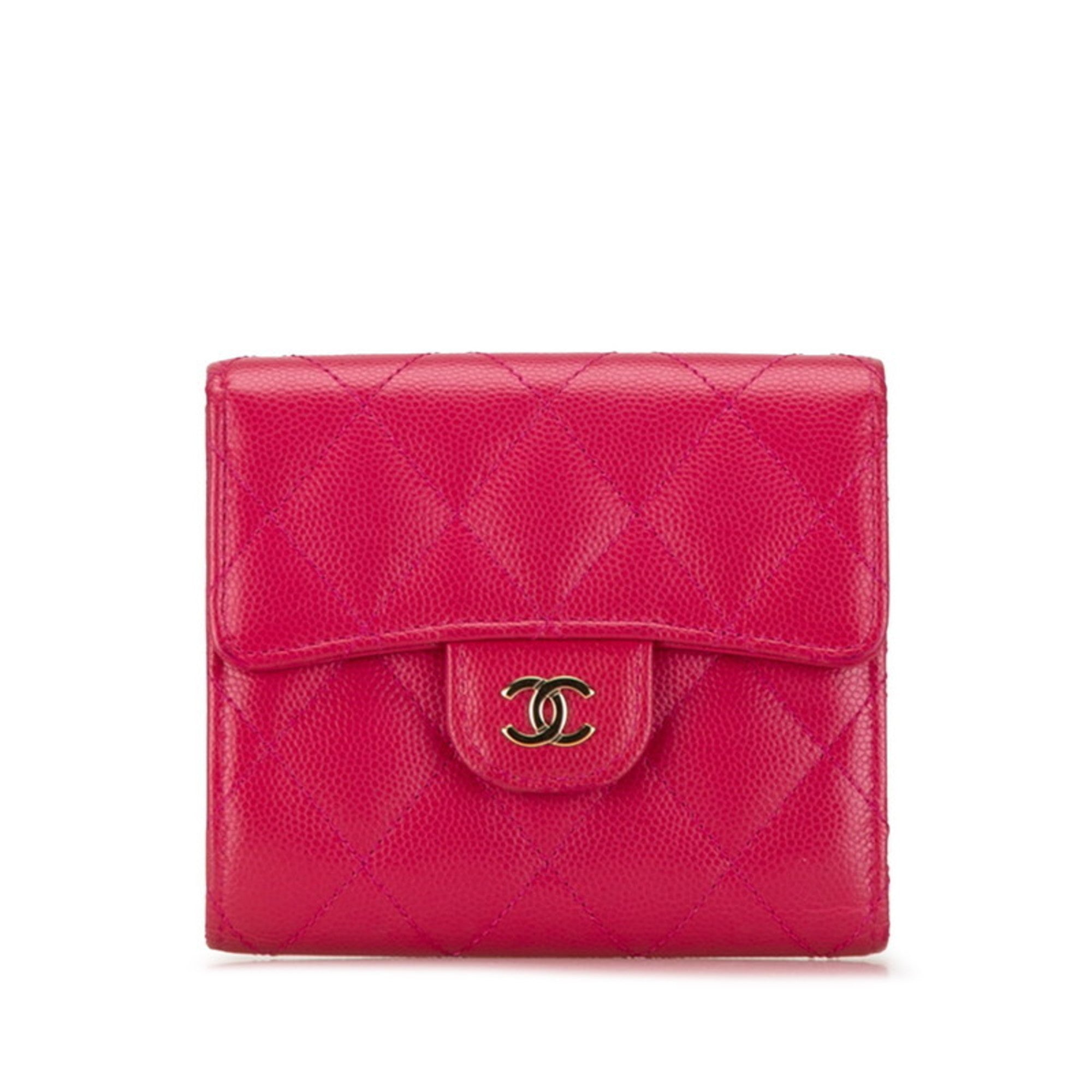 Chanel Pink Grained Calfskin Wallet (Bi-Fold)