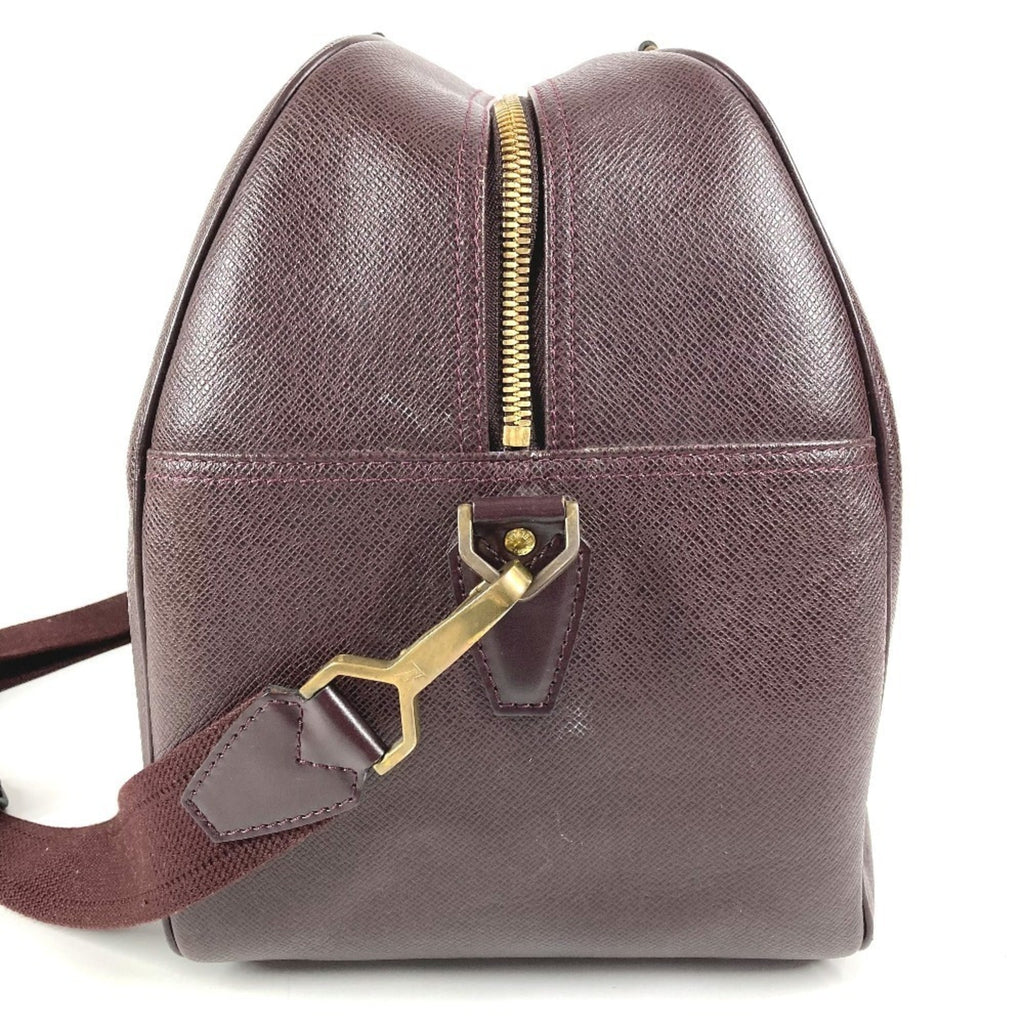 Louis Vuitton Acajou Purple Taiga Leather Boston Bag Shoulder Bag