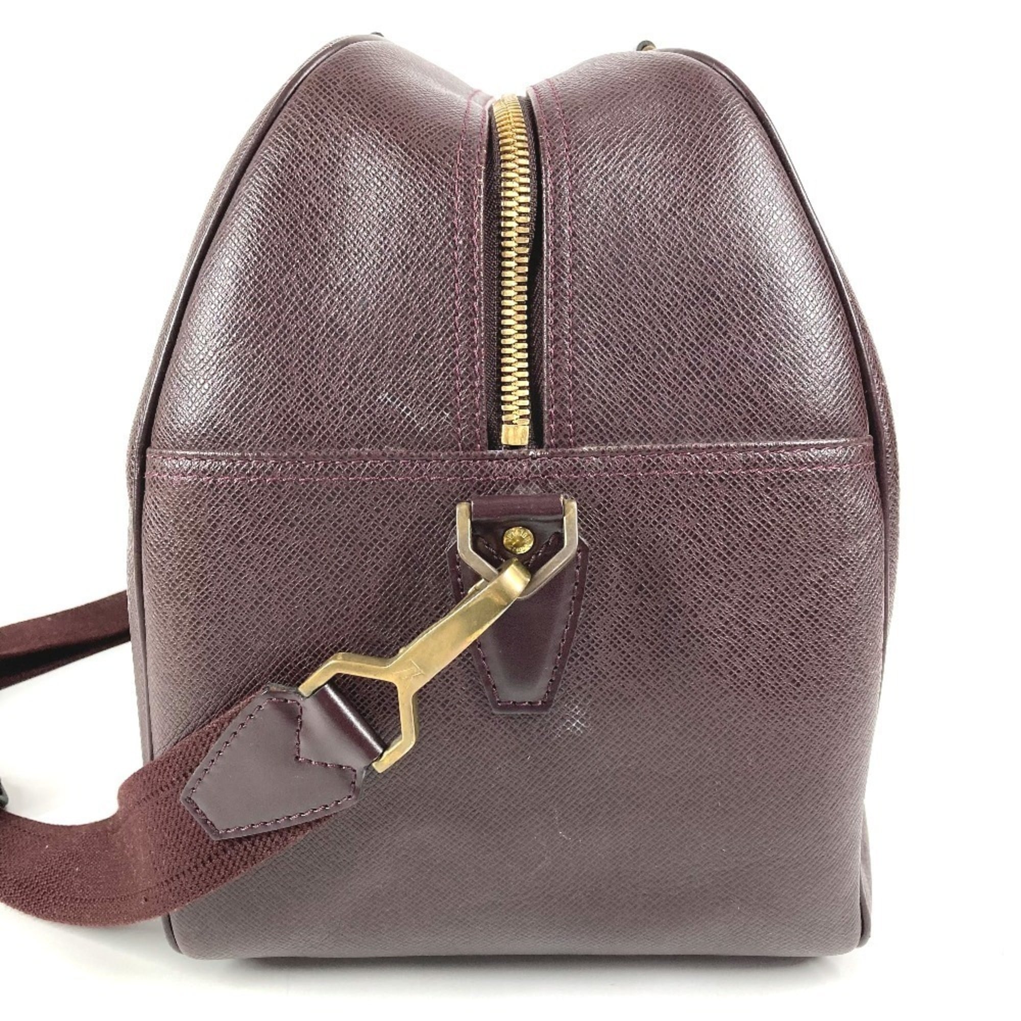 Louis Vuitton Acajou Purple Taiga Leather Boston Bag Shoulder Bag