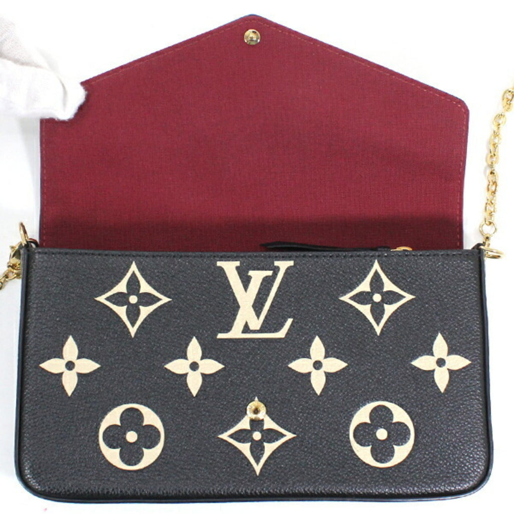 Louis Vuitton Beige Bicolor Black Monogram Empreinte Clutch Bag Pochette Shoulder Bag