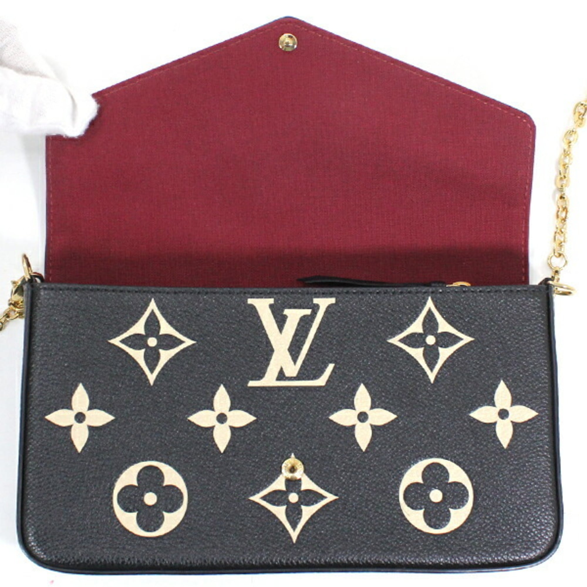 Louis Vuitton Beige Bicolor Black Monogram Empreinte Clutch Bag Pochette Shoulder Bag