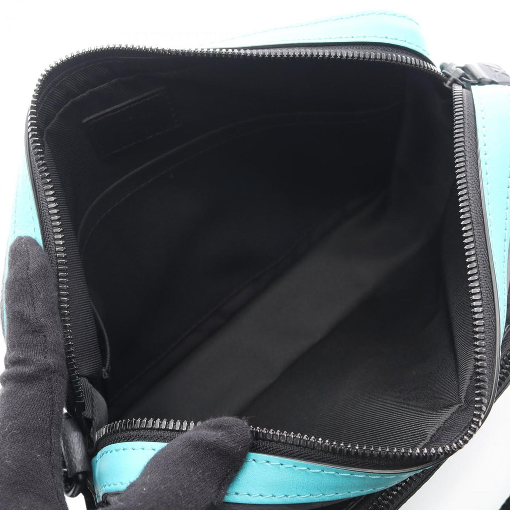 Louis Vuitton Black Blue Gray Turquoise Coated Canvas Leather Handbag Shoulder Bag