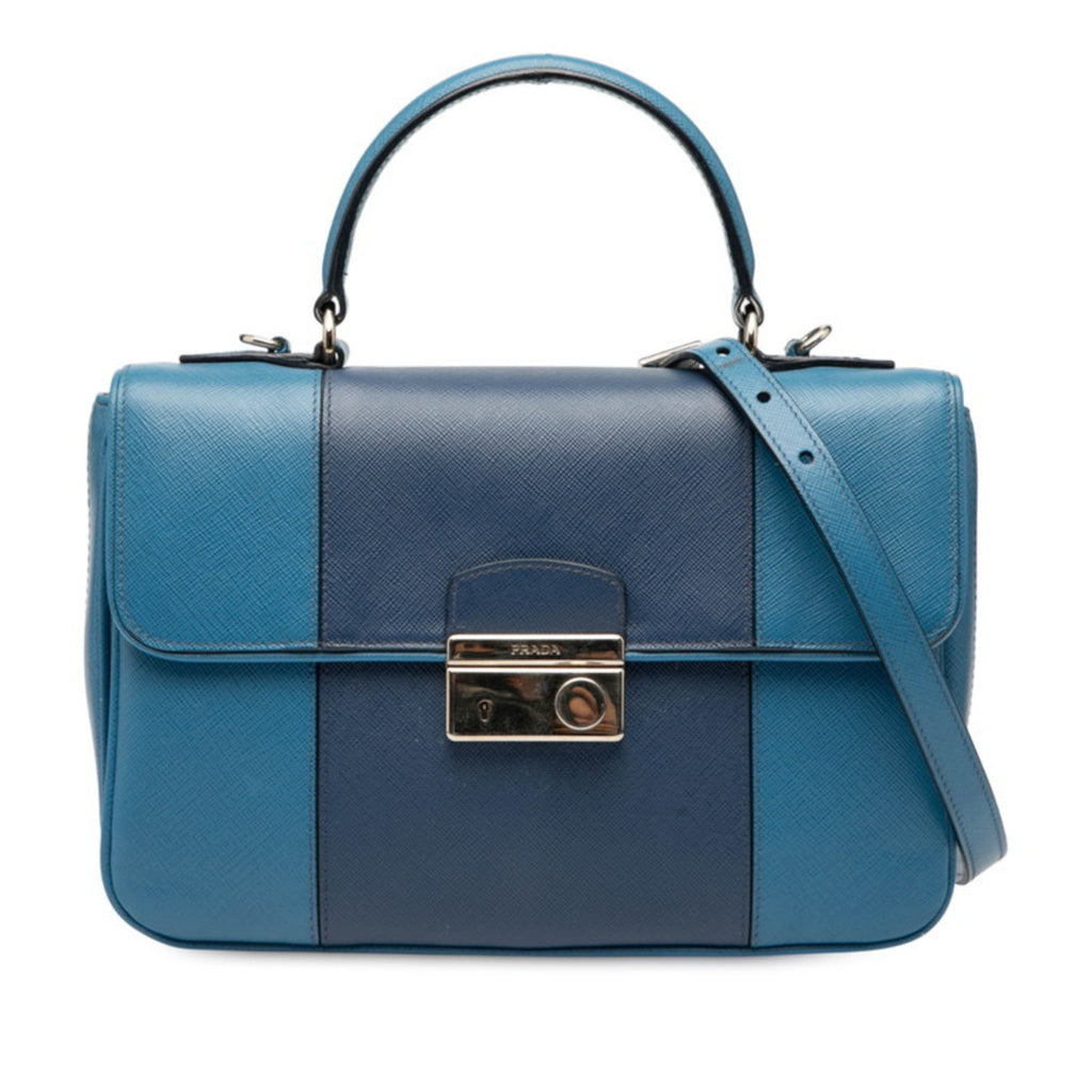 Prada Blue Leather Handbag Shoulder Bag