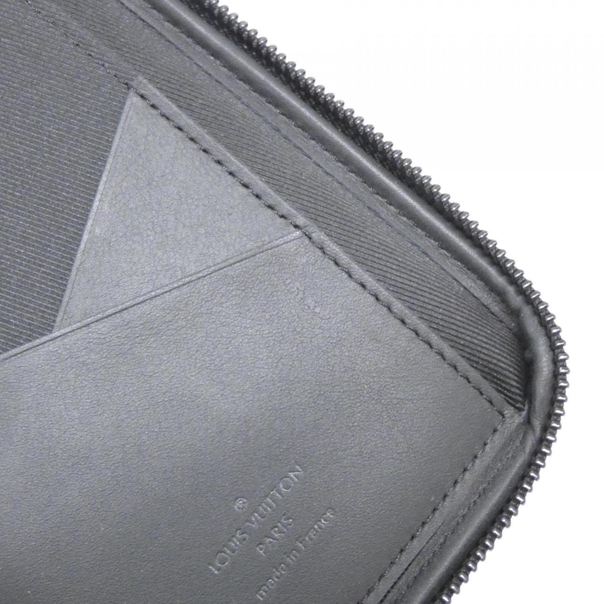 Louis Vuitton Black Brown Coated Canvas Phone Wallet