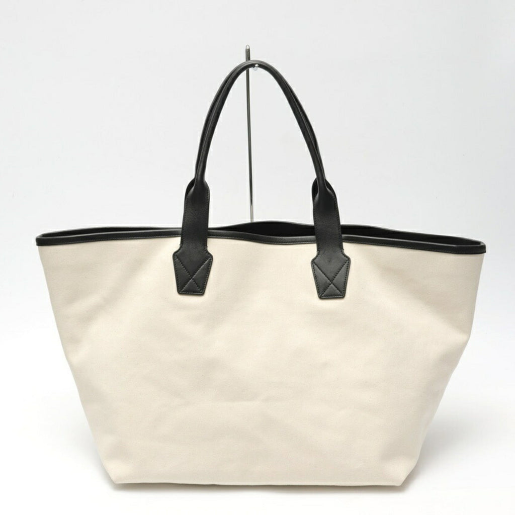 Balenciaga Black White Canvas Leather Tote