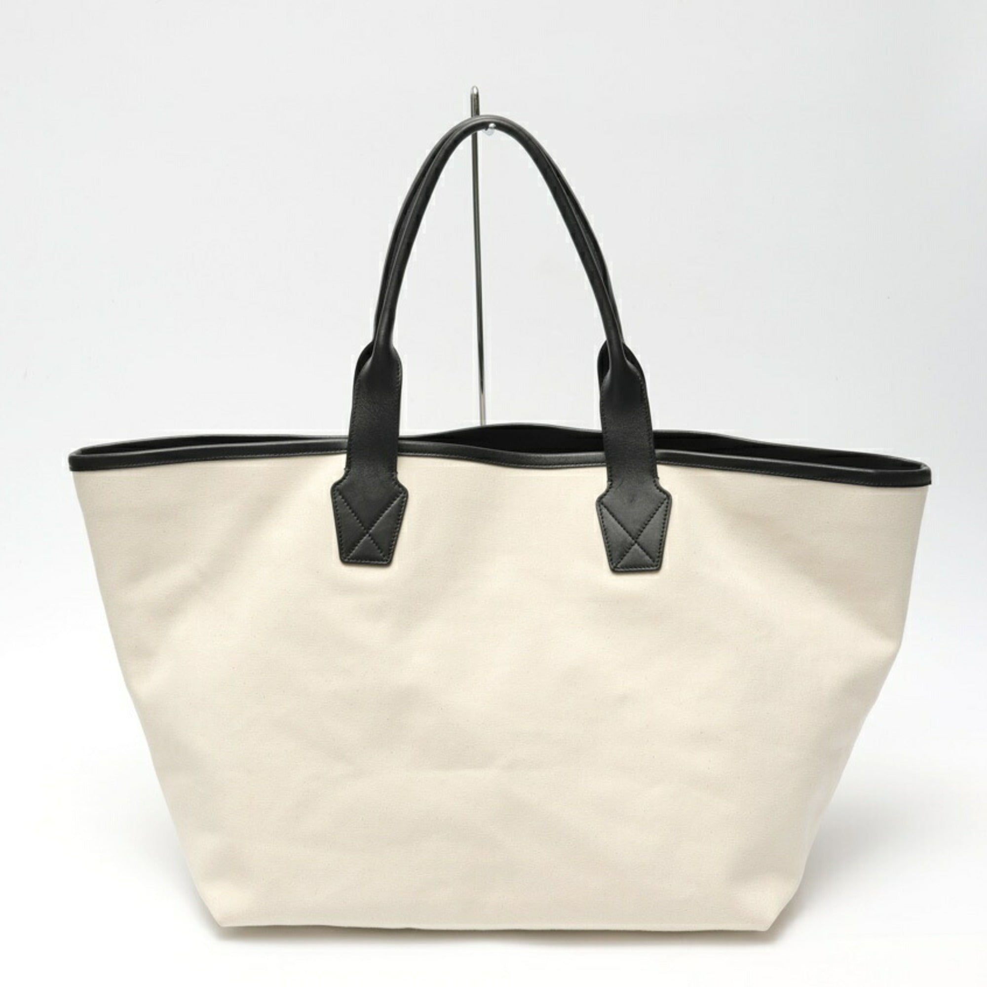 Balenciaga Black White Canvas Leather Tote