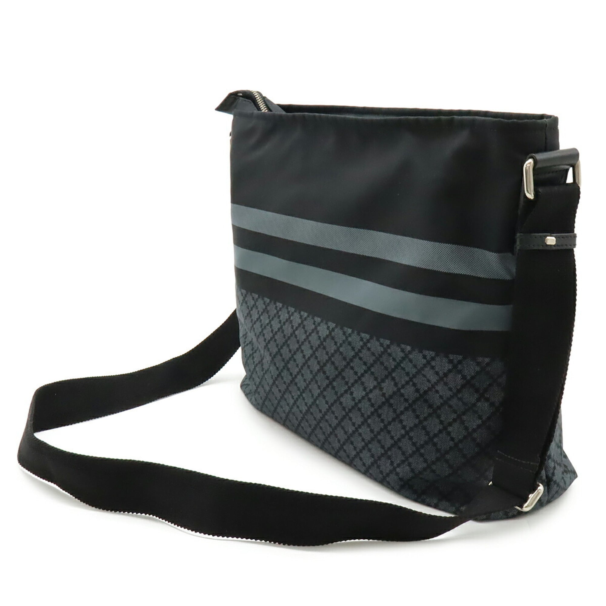 Gucci Black Gray Nylon Leather Shoulder Bag (Pre-Owned)