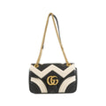 Gucci Black White Leather Shoulder Bag (Pre-Owned)