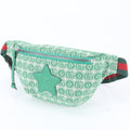 Gucci Green Red Color White Leather Canvas Sling Bag (Pre-Owned)