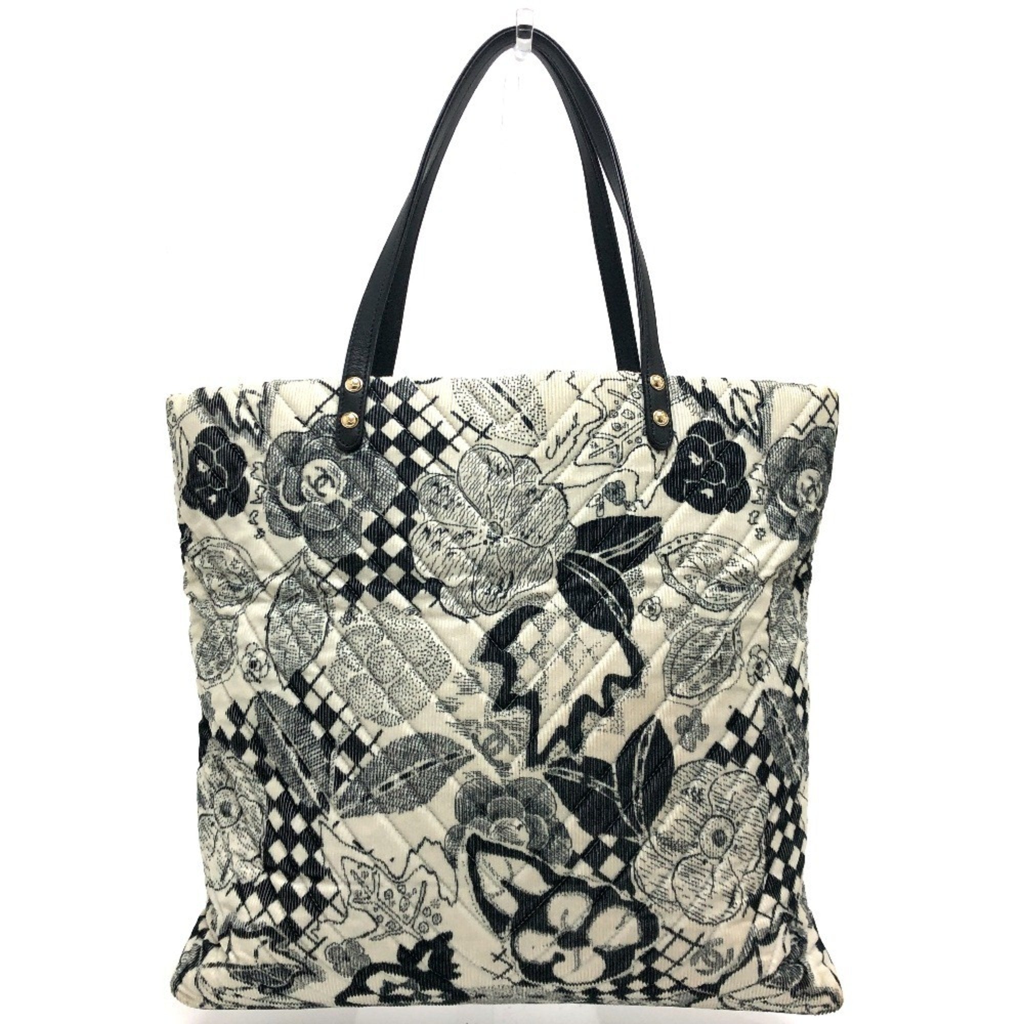 Chanel Black White Canvas Handbag Tote Bag