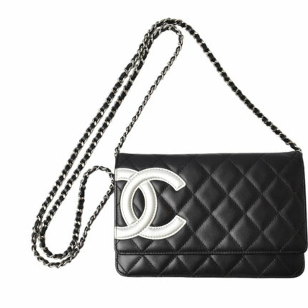 Chanel Black Leather Chain/Shoulder Wallet