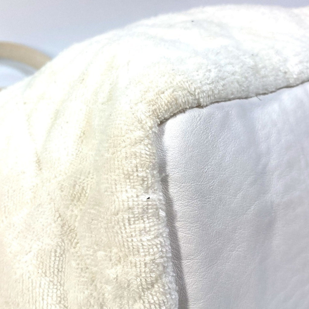 Chanel White Cotton Leather Beach Bag Shoulder Bag Tote Bag