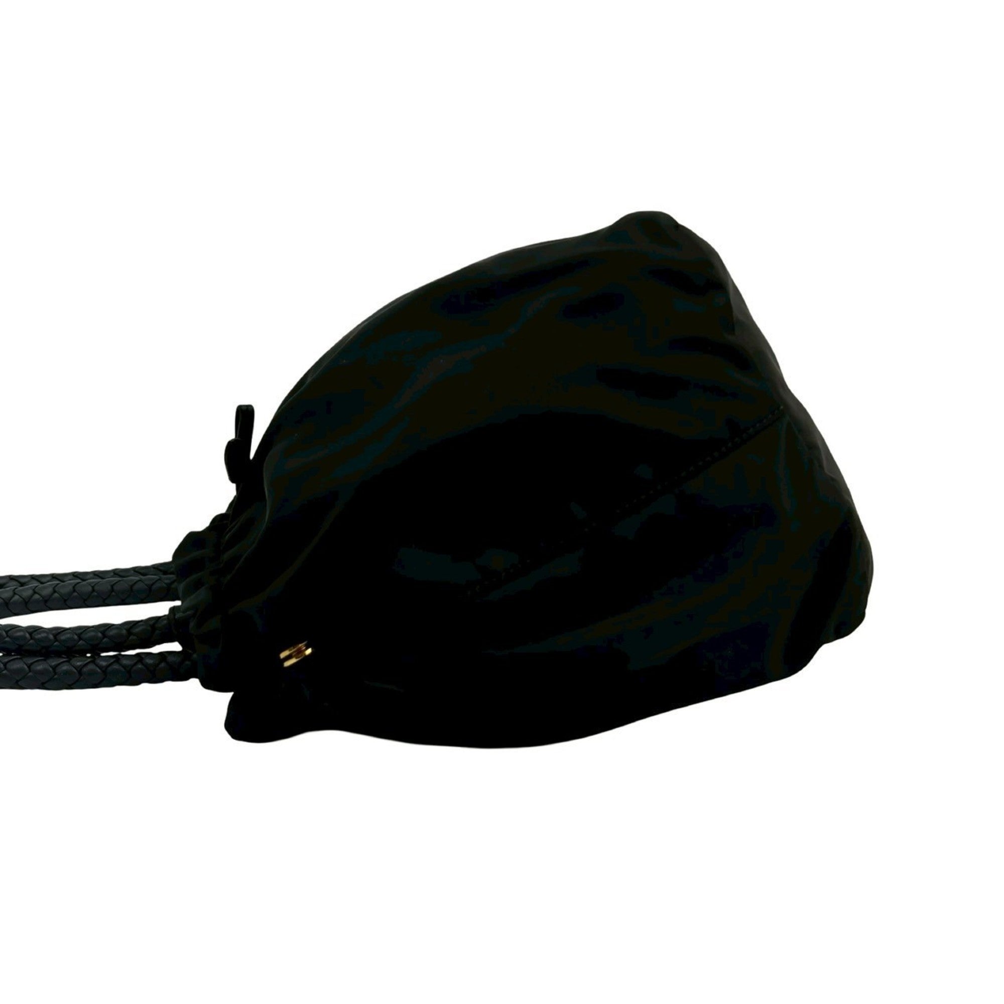 Prada Black Nylon Leather Handbag Shoulder Bag