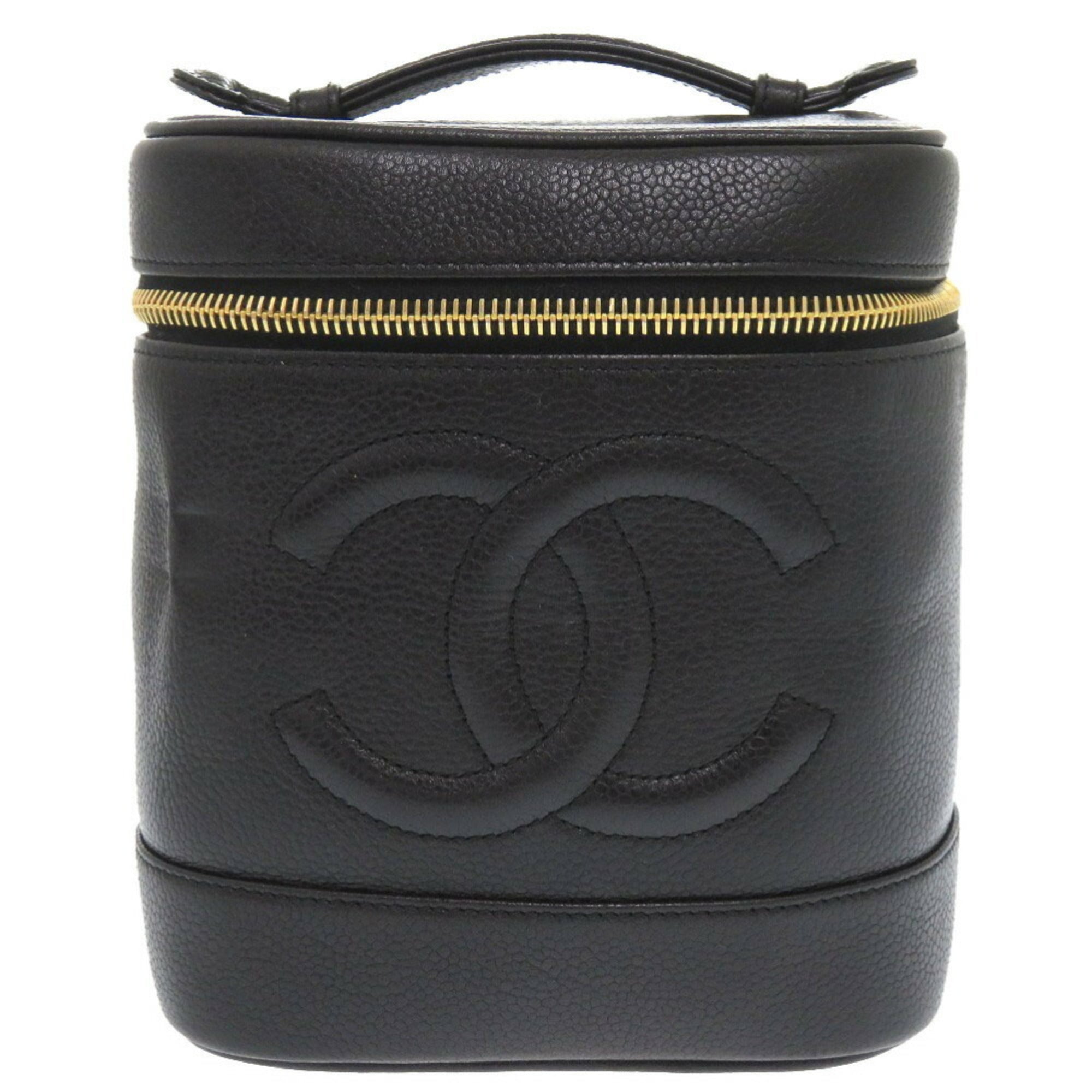 Chanel Black Grained Calfskin Handbag Vanity Bag