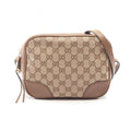 Gucci Beige Brown Canvas Leather Handbag Shoulder Bag (Pre-Owned)