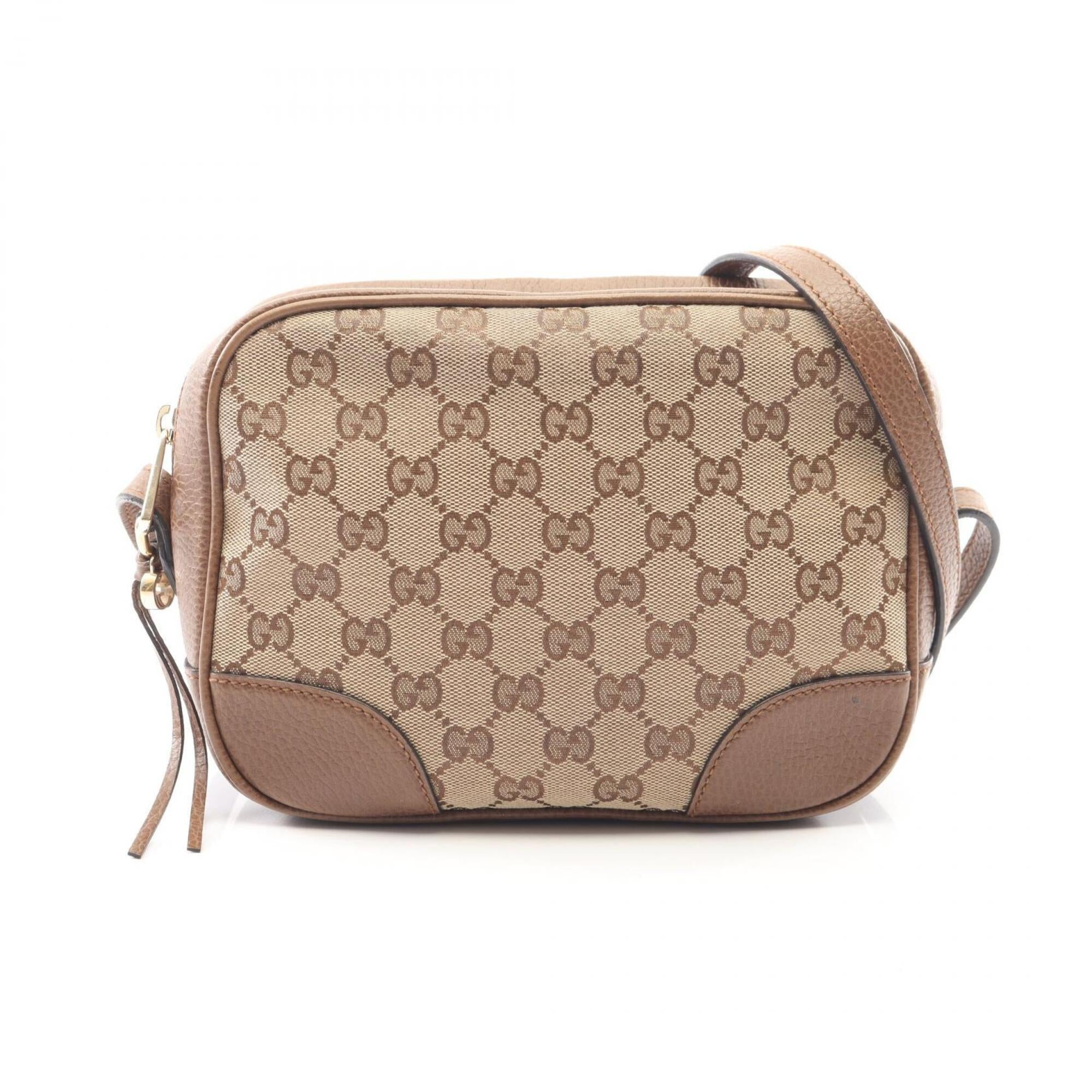 Gucci Beige Brown Canvas Leather Handbag Shoulder Bag (Pre-Owned)