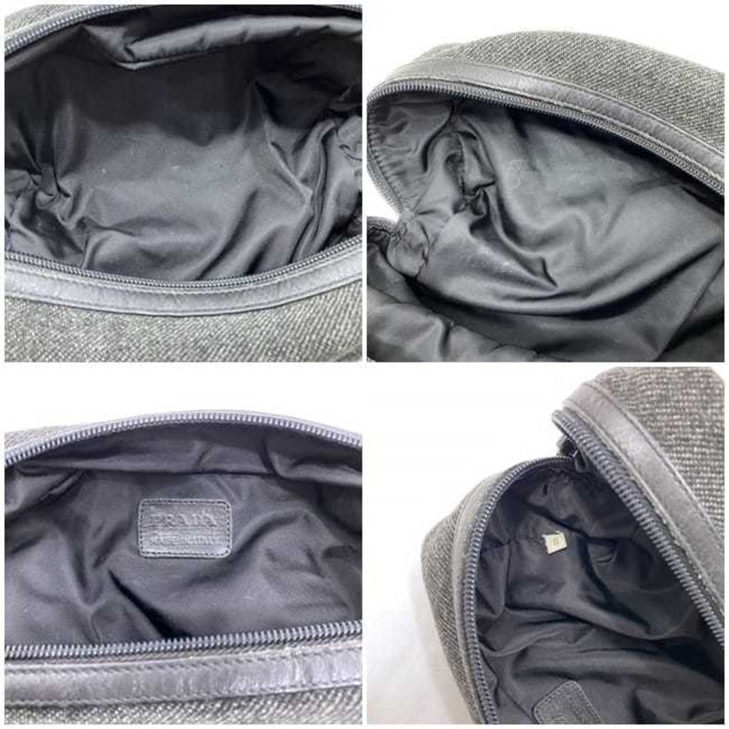 Prada Gray Tweed Wool Nylon Pouch