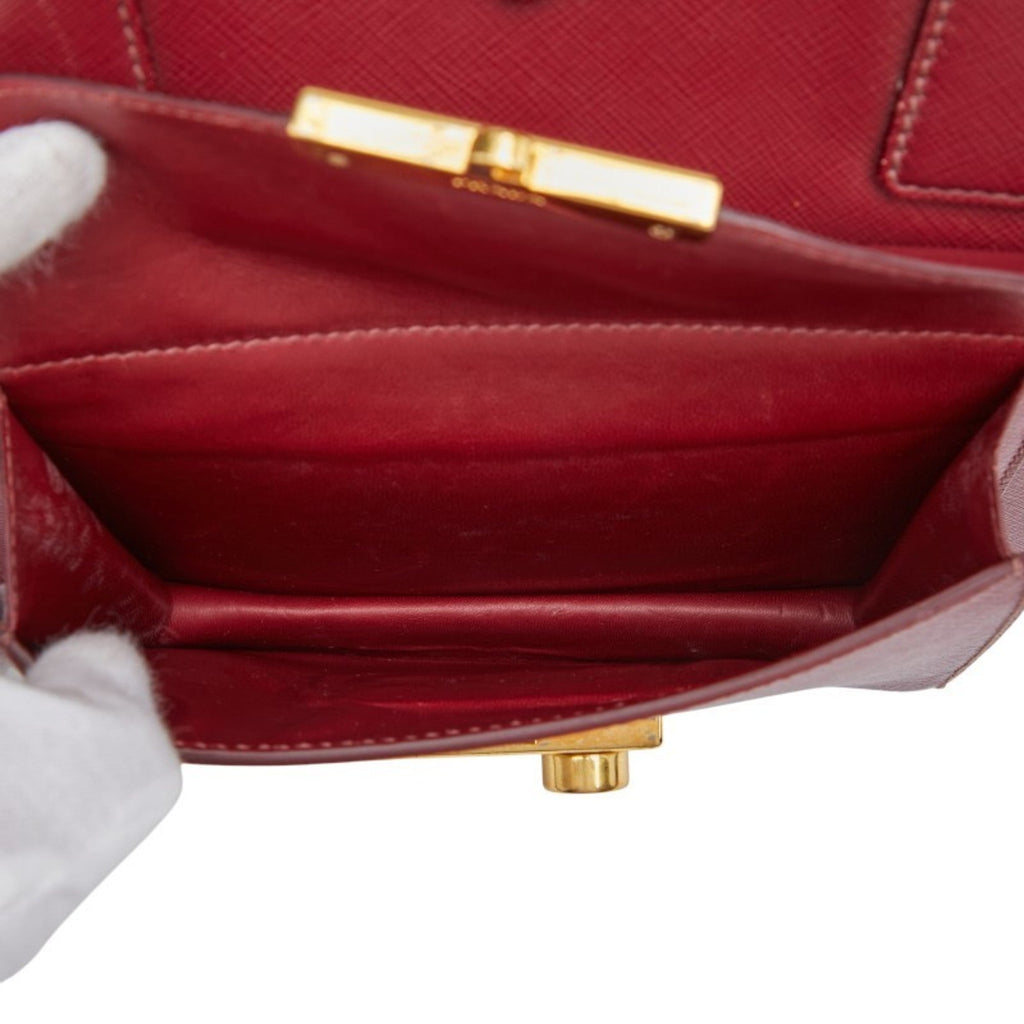 Prada Bordeaux Red Color Wine Leather Handbag Shoulder Bag