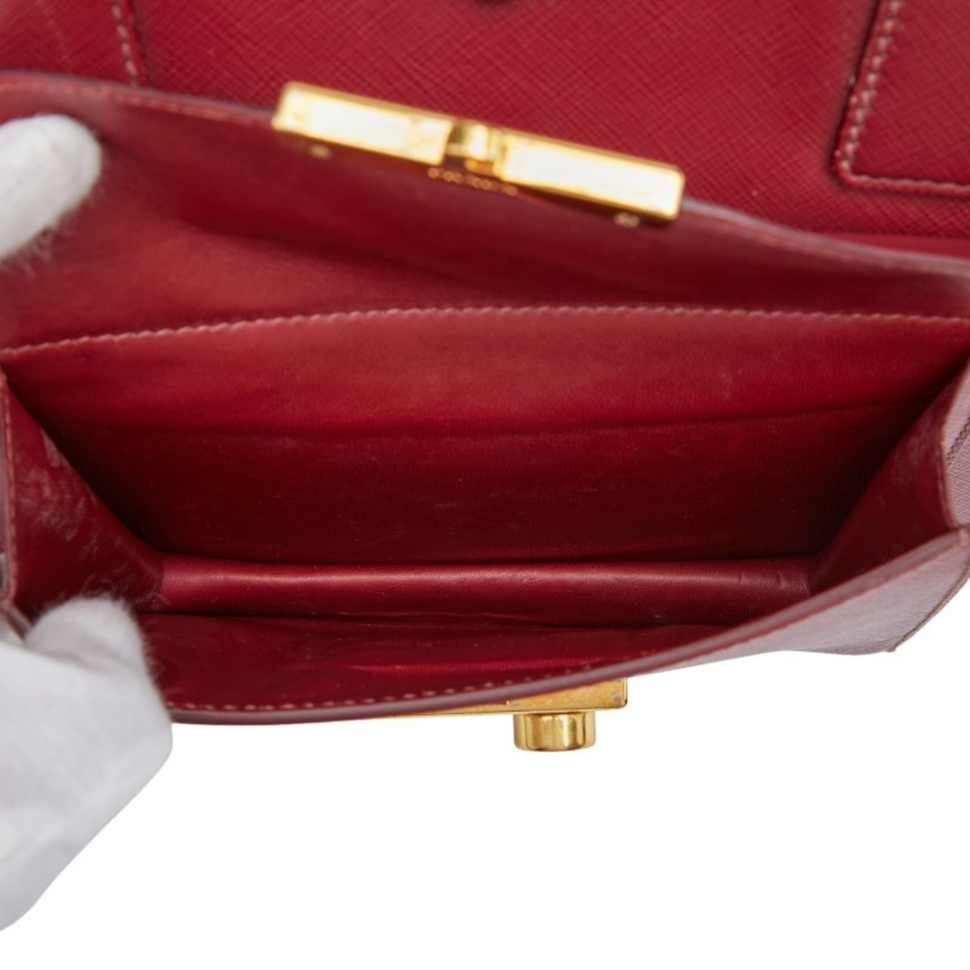 Prada Bordeaux Red Color Wine Leather Handbag Shoulder Bag