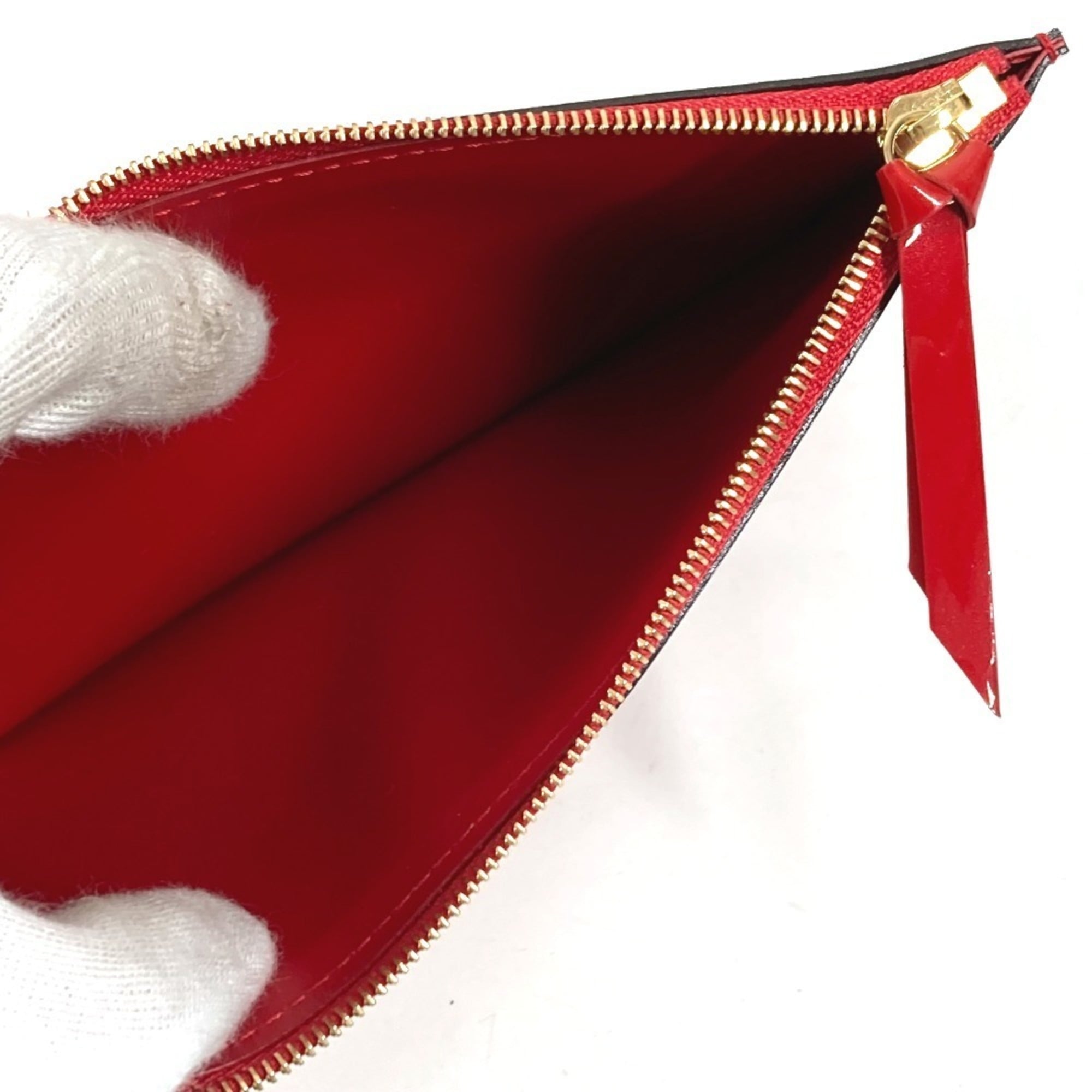 Louis Vuitton Red Color Monogram Vernis Canvas Clutch Bag Pochette Shoulder Bag