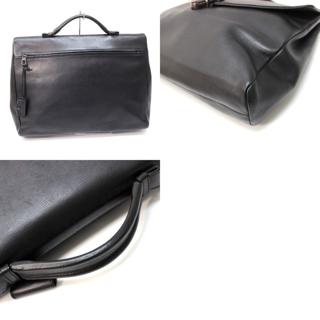 Bottega Veneta Black Leather Briefcase Handbag Tote Bag