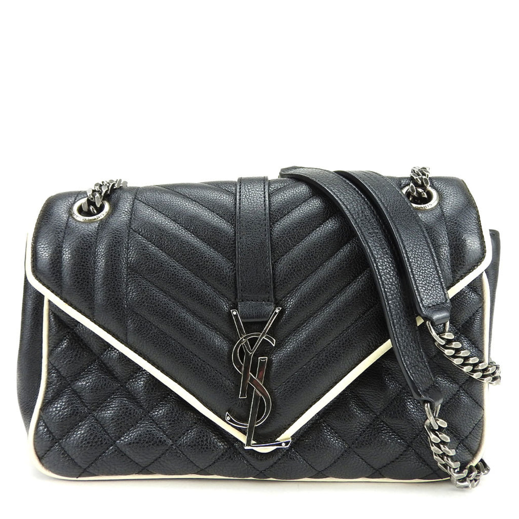 Saint Laurent Black Ivory Leather Shoulder Bag (Pre-Owned)