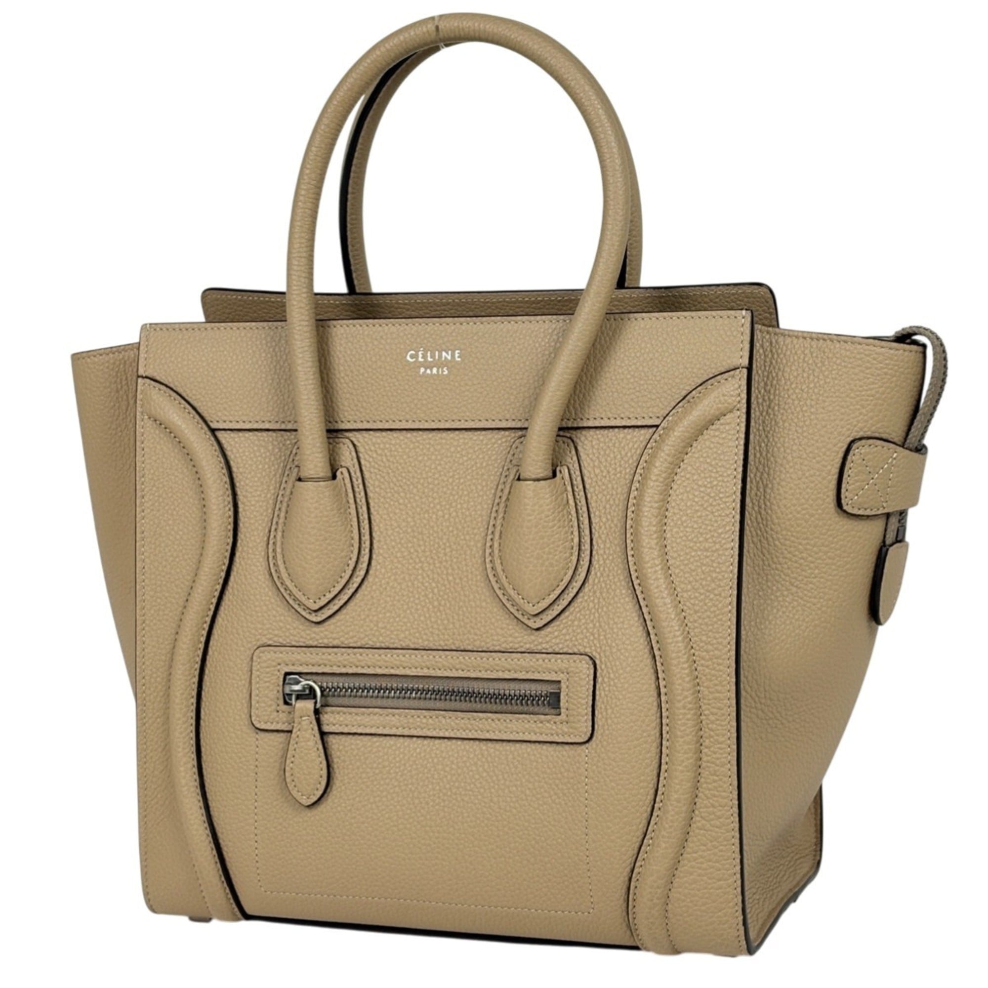 Celine Beige Leather Handbag Tote Bag
