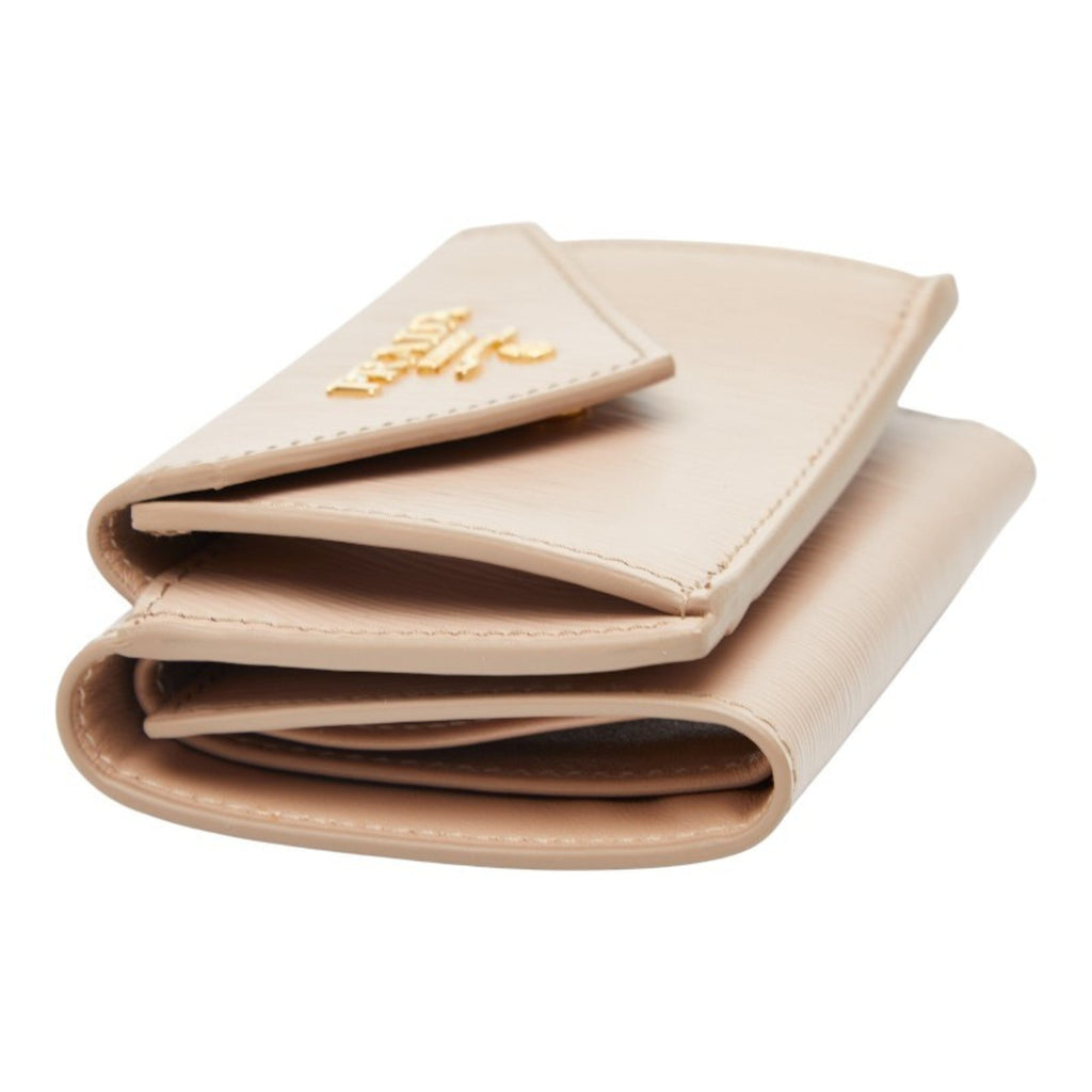 Prada Beige Leather Wallet (Tri-Fold)