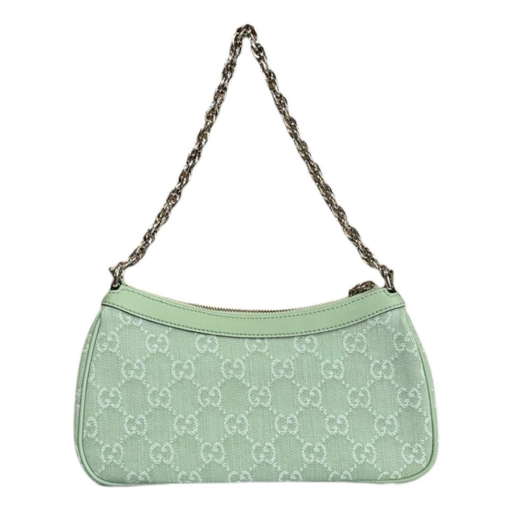 Gucci Green Pale Green Denim Shoulder Bag (Pre-Owned)