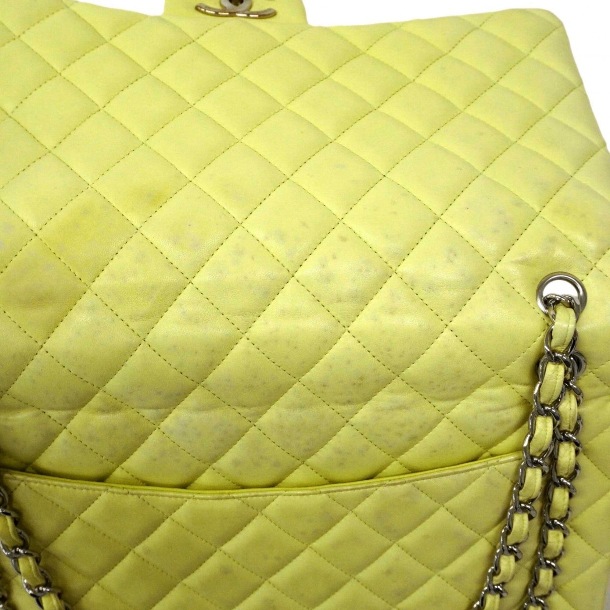 Chanel Lime Yellow Leather Shoulder Bag