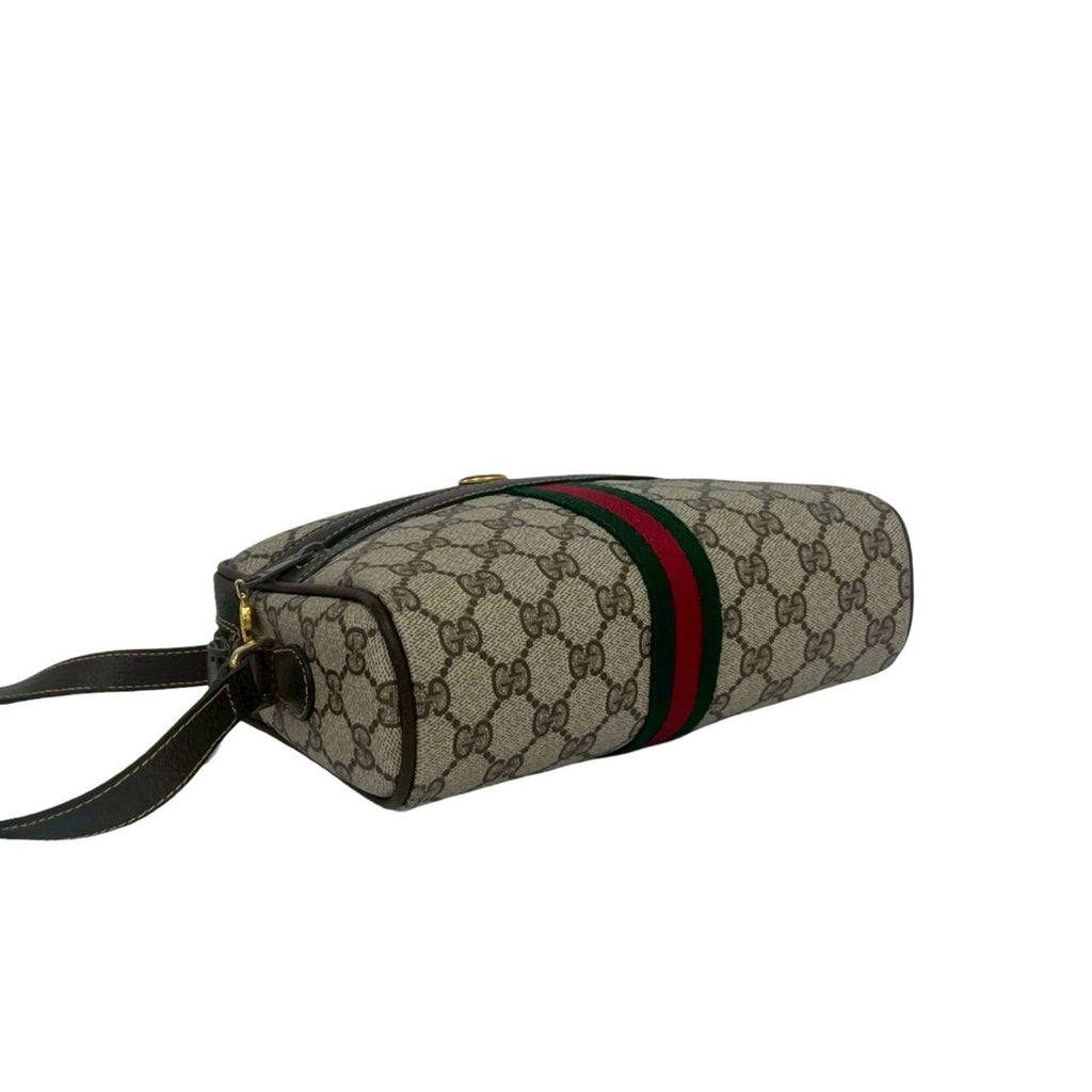 Gucci Brown Green Red Color Pvc Leather Shoulder Bag (Pre-Owned)