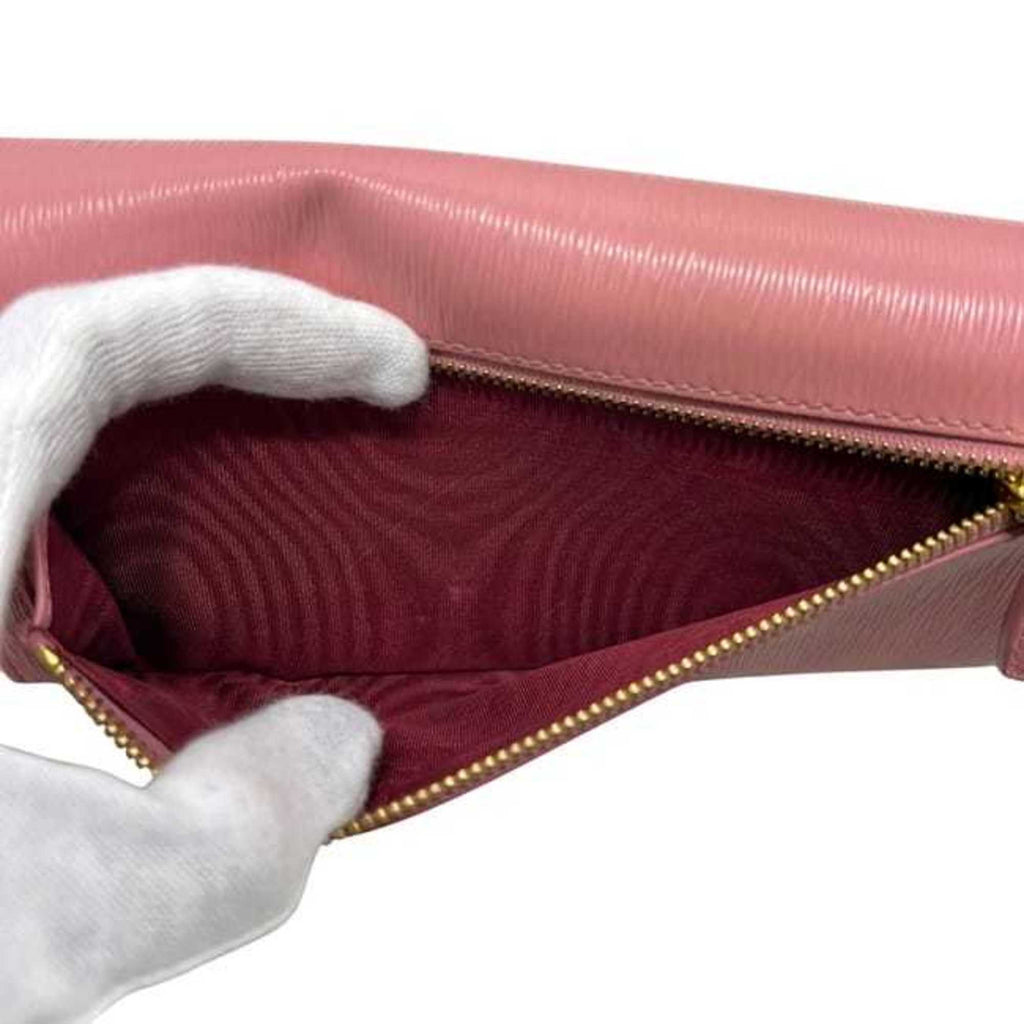 Prada Pink Leather Long Wallet (Bi-Fold)