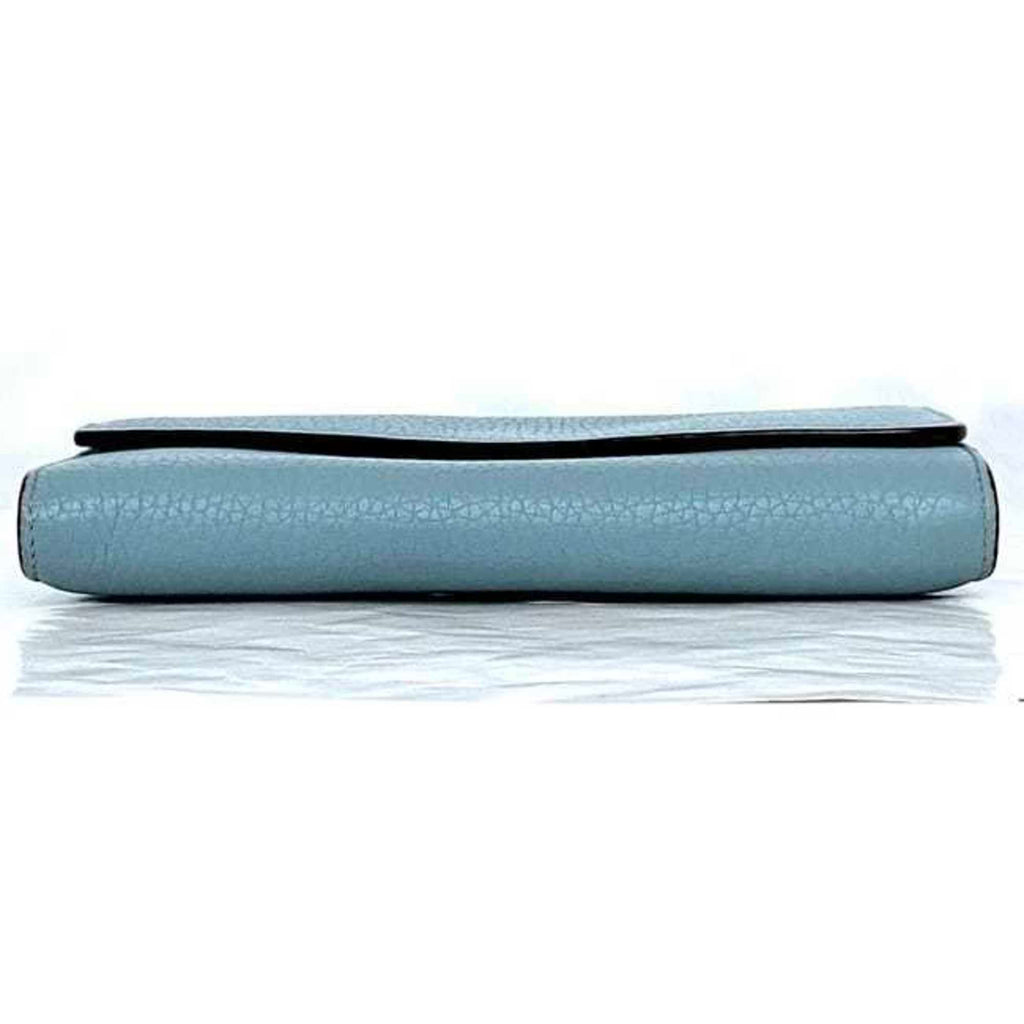 Christian Dior Light Blue Leather Long Wallet (Bi-Fold) (Pre-Owned)