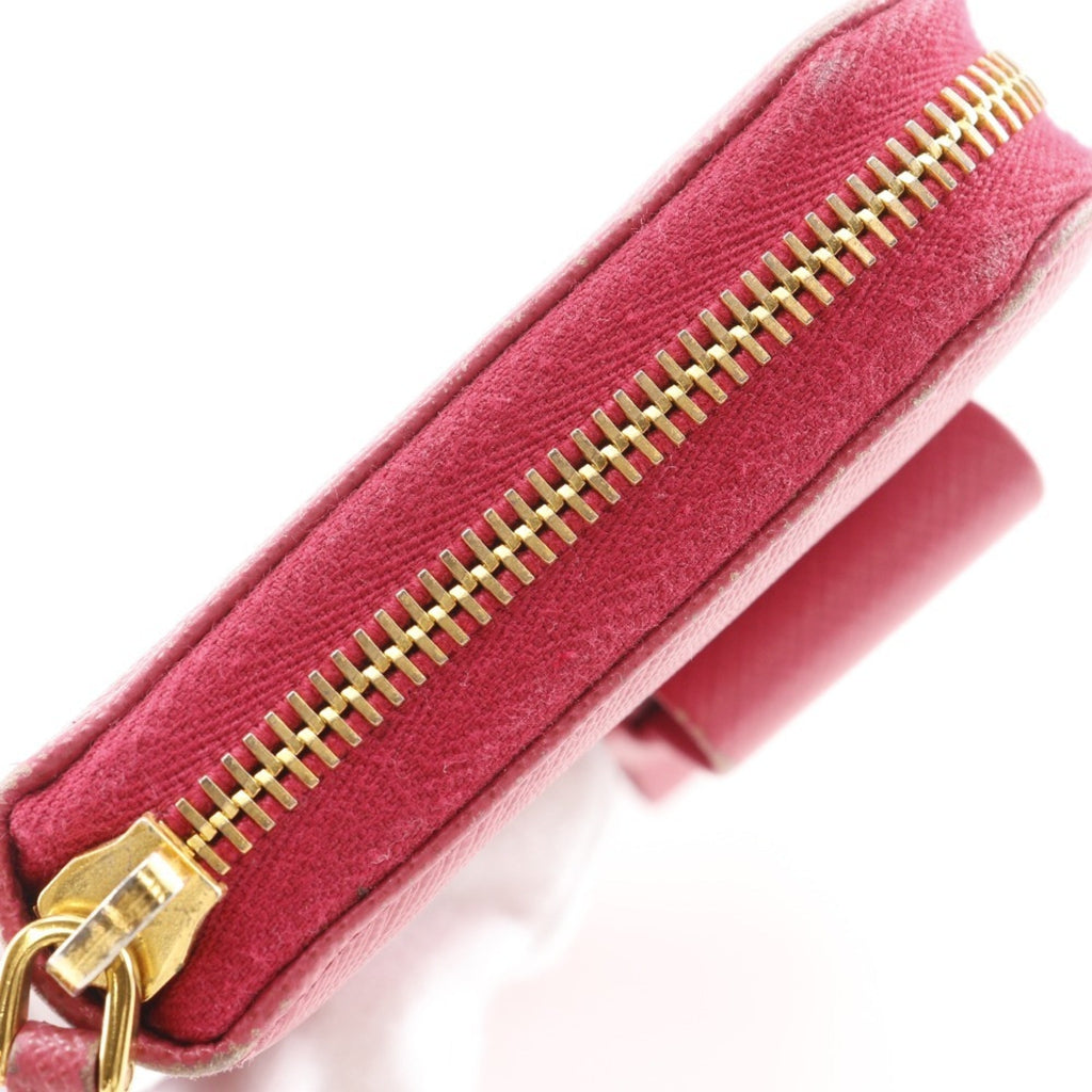 Prada Peonia Pink Saffiano Triangle Long Wallet (Bi-Fold)