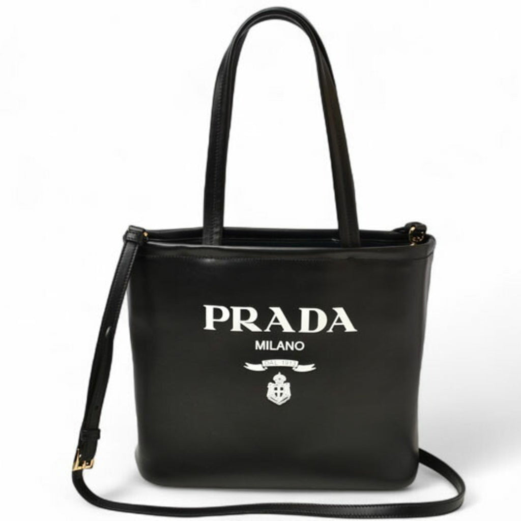 Prada Black Nylon Leather Handbag Shoulder Bag Tote Bag