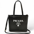 Prada Black Nylon Leather Handbag Shoulder Bag Tote Bag