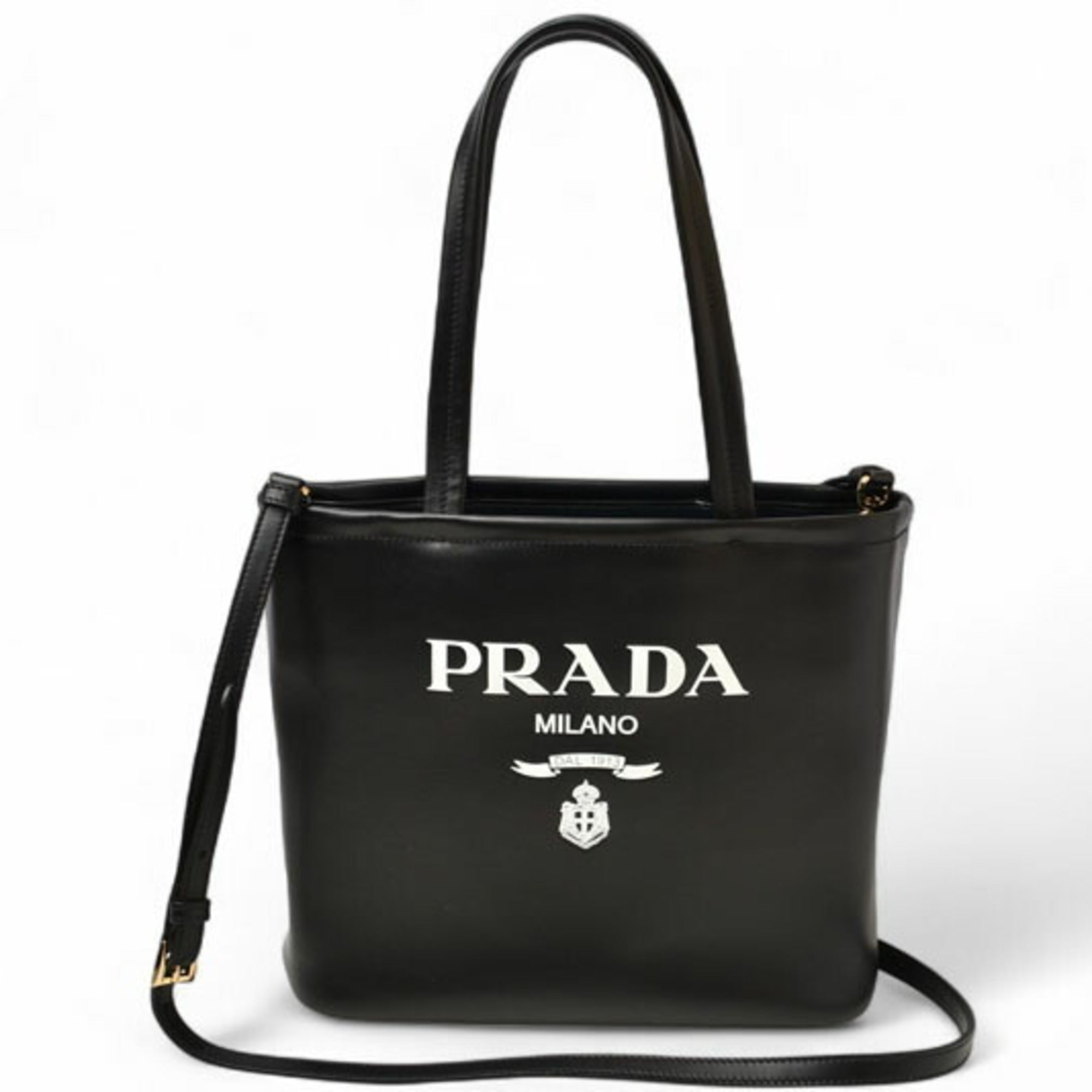 Prada Black Nylon Leather Handbag Shoulder Bag Tote Bag