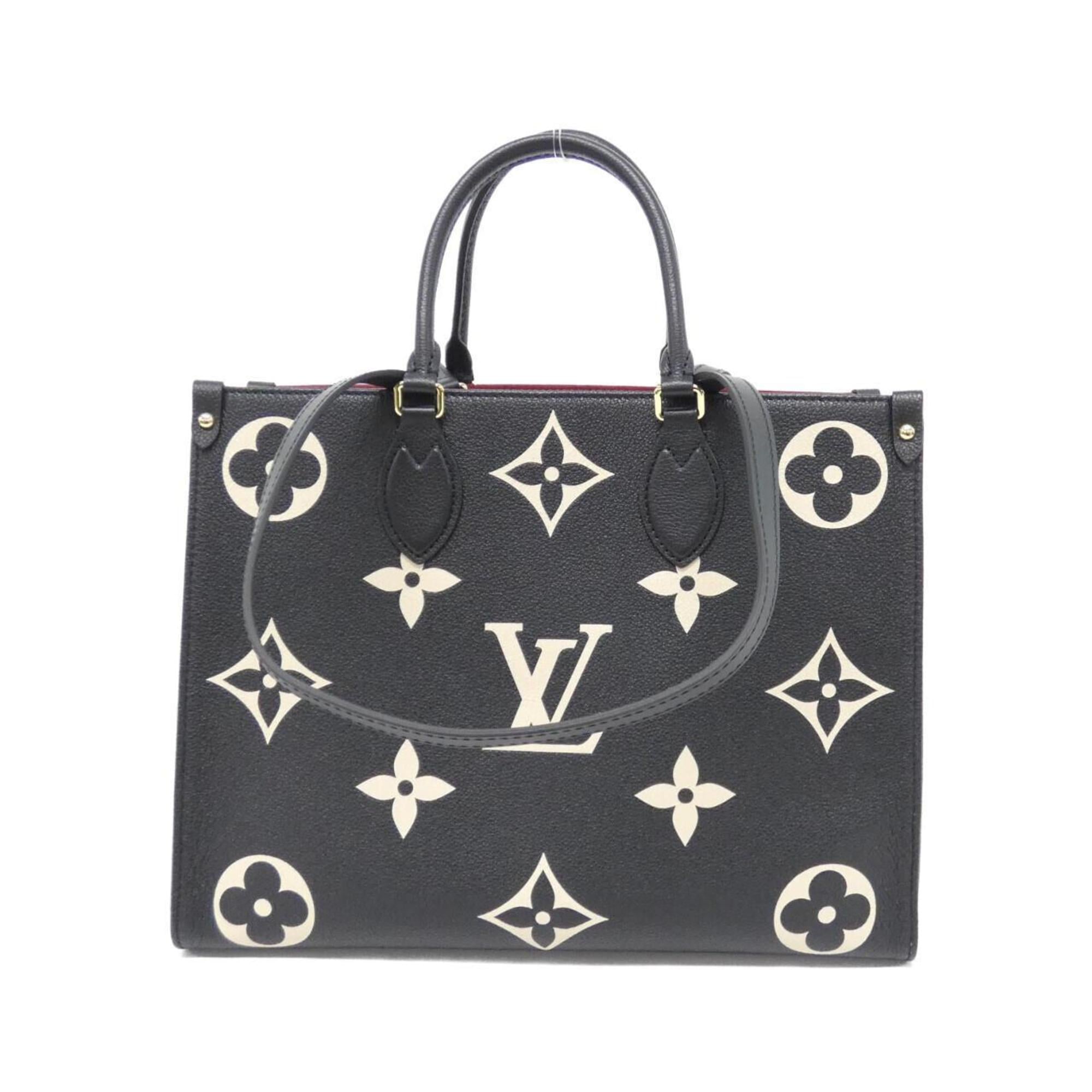 Louis Vuitton Beige Black Leather Handbag