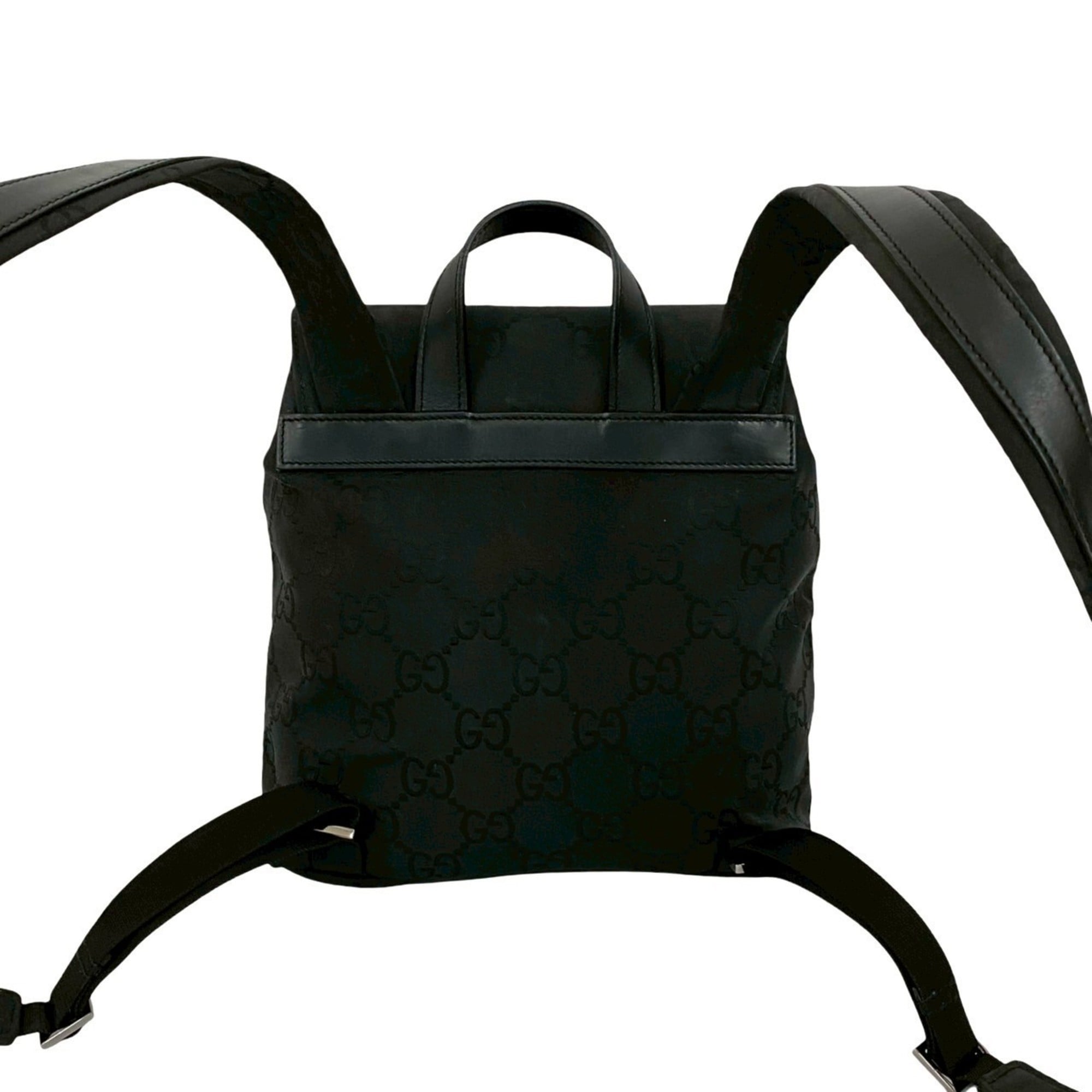 Gucci Black Nylon Leather Backpack (Pre-Owned)