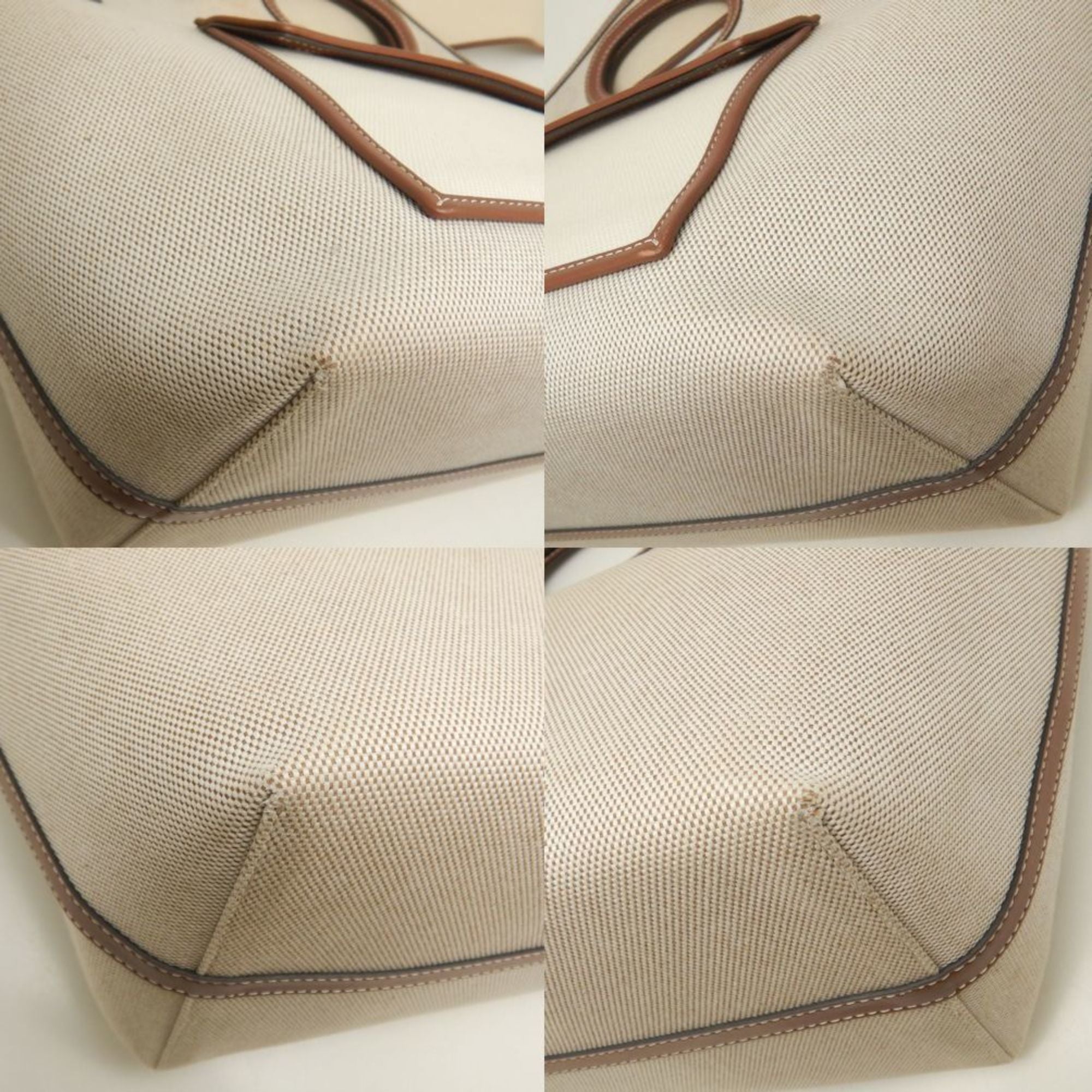Burberry Gold Canvas Leather Tote Bag