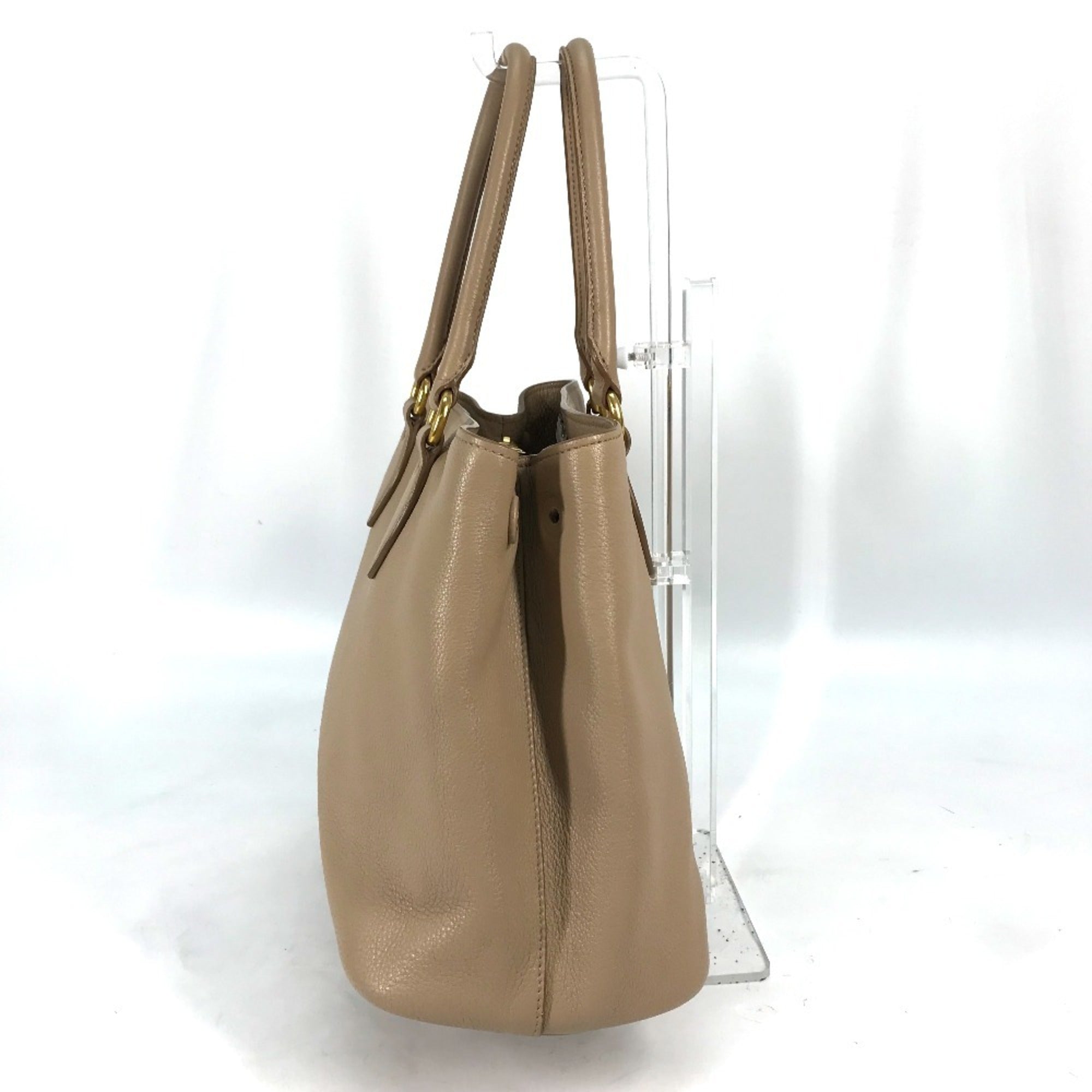 Prada Beige Leather Handbag Shoulder Bag Tote Bag